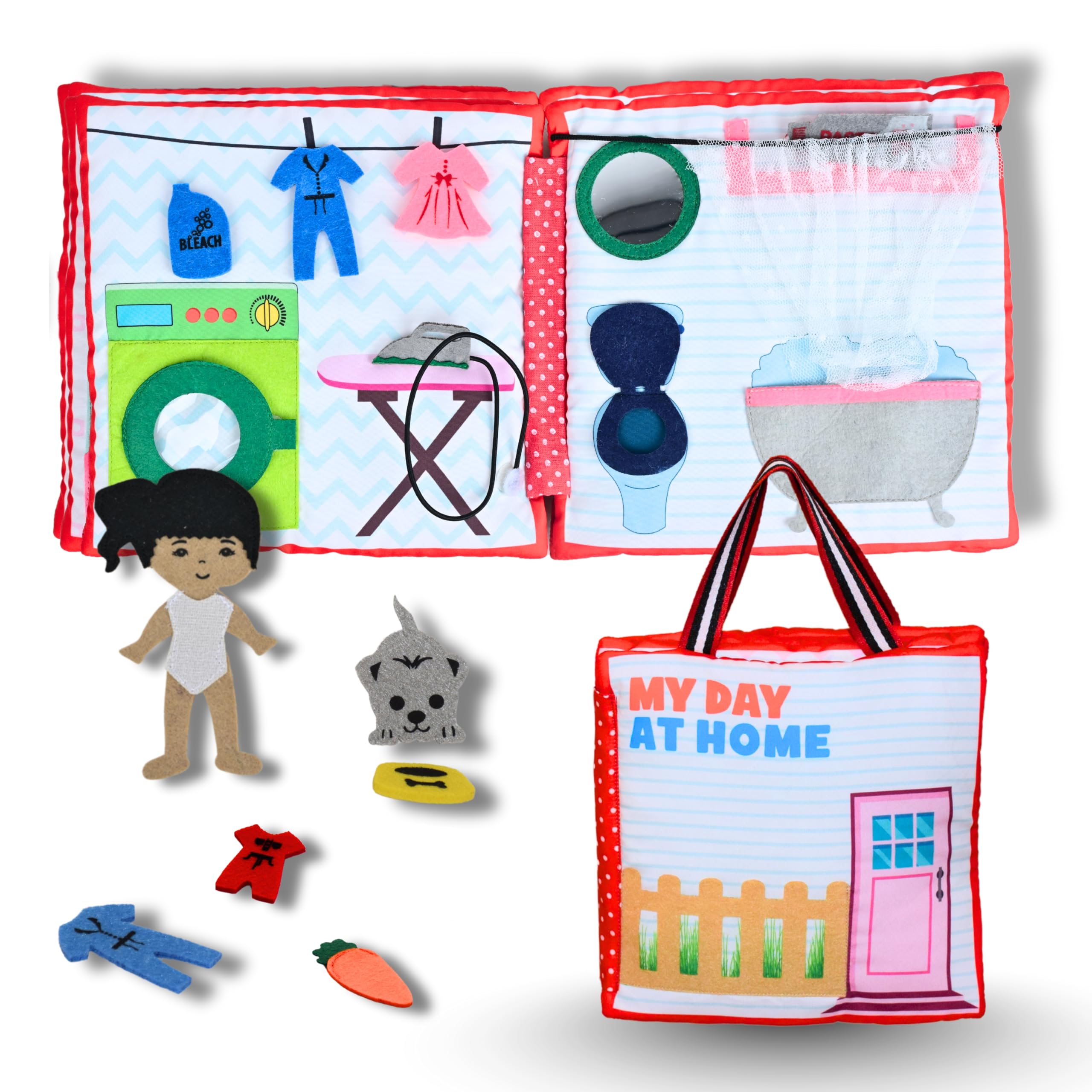 Seraphina Quiet Book | My First Doll House | Ideal Toy for Girls Aged 2-3-4 | Engaging Toddler Activity | Pretend Play | Busy Book for Toddlers | Features Over 40 Engaging Activities, Multicolor-image-17