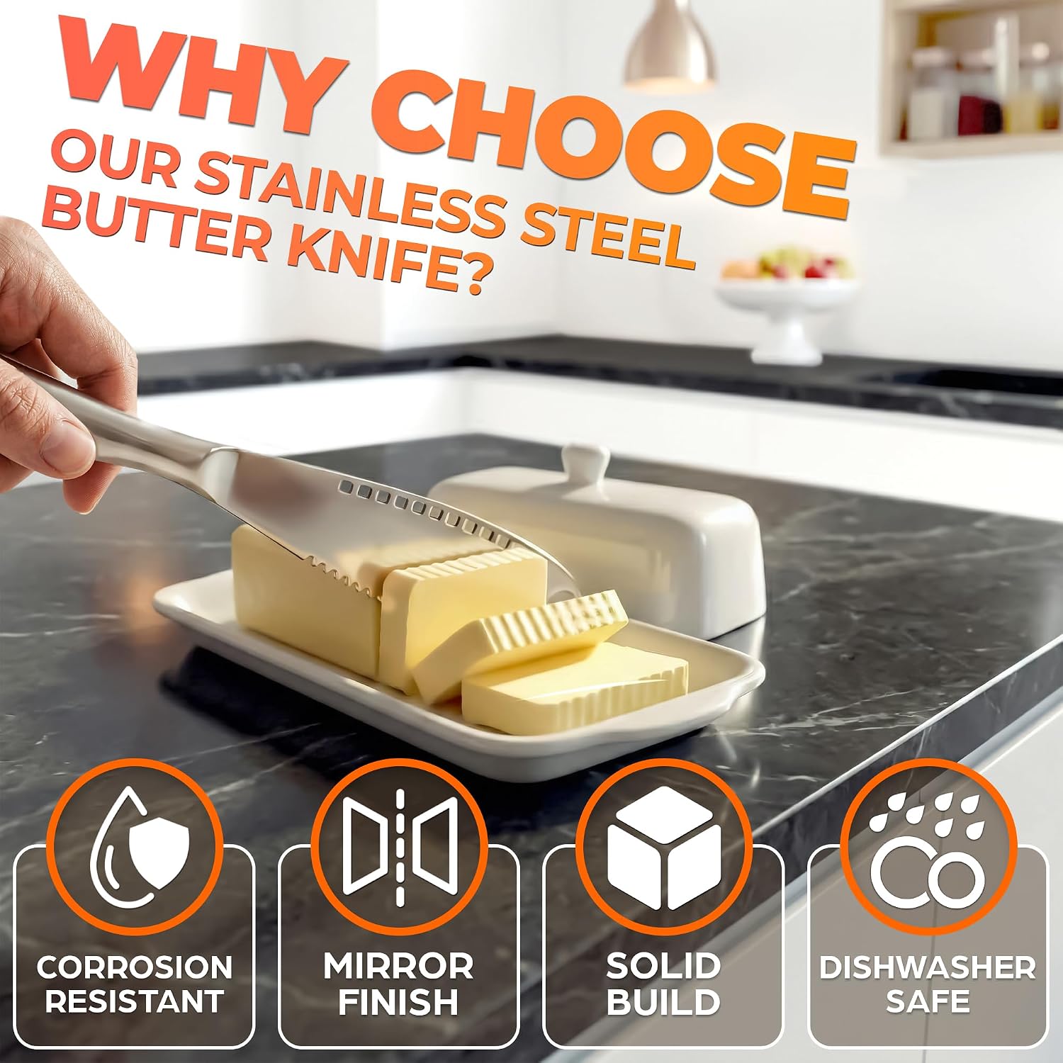 3 in 1 Butter Knife for Hard Butter, Set of 2, Spreader, Micro-Grater Blade