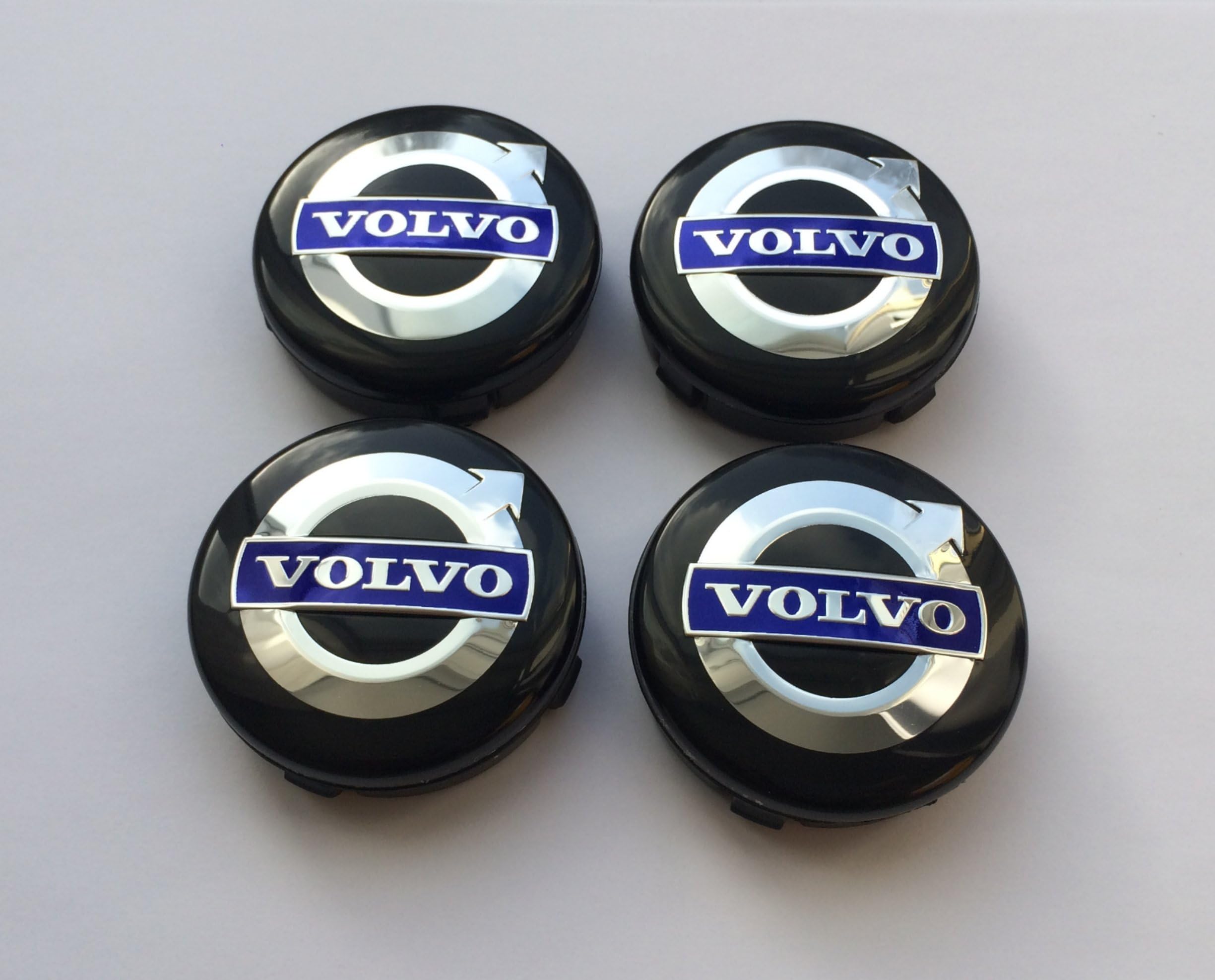 30666913, 3546923, 8646379 Set Of 4 Wheel Center Caps Black & Blue Logo 64Mm