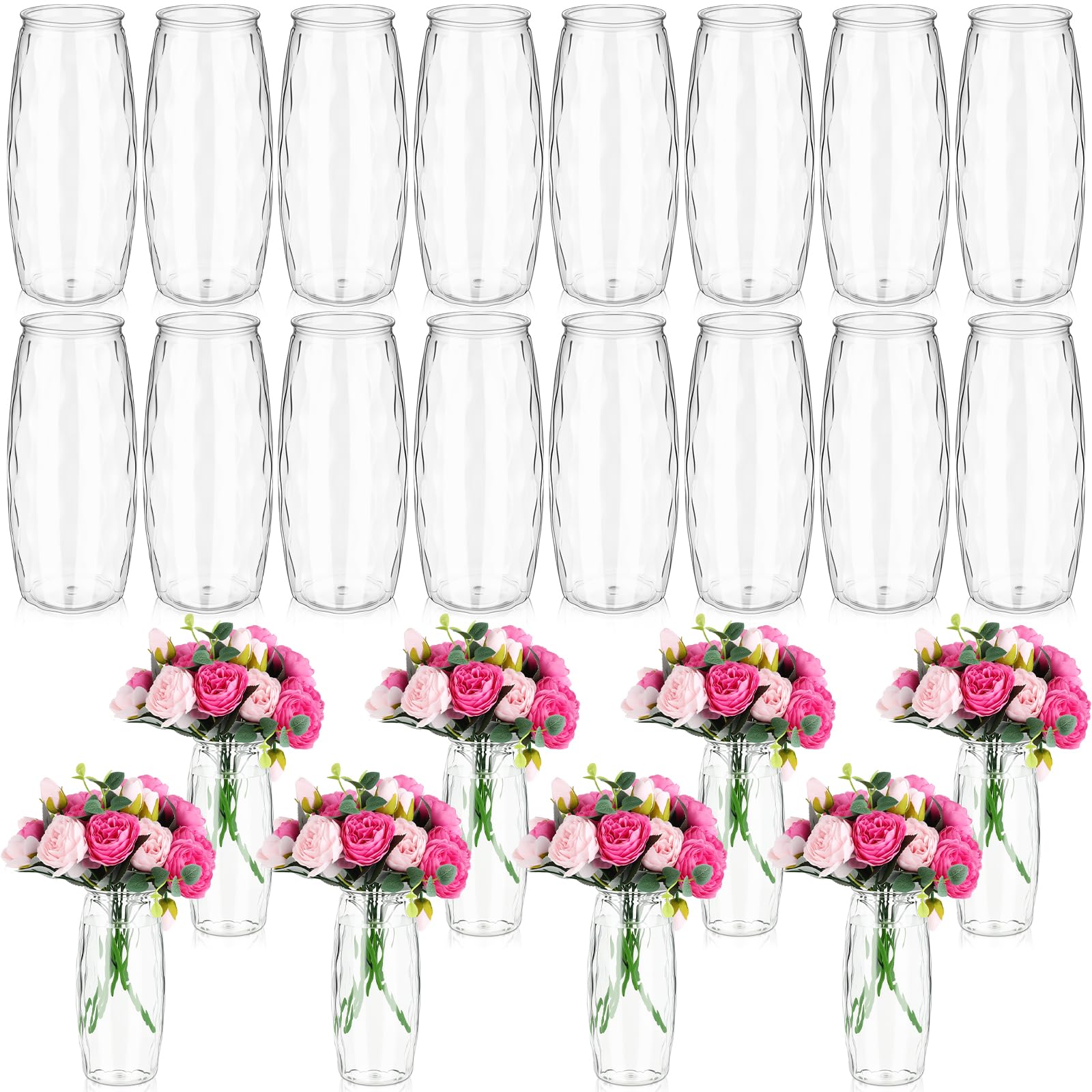 Petits vases à bourgeons transparents incassables de 20 cm pour centres de table