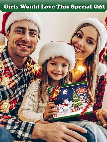 Miniatura 7 de Calendario de Adviento 2023 Kit de fabricación de pulseras de unicornio para niñas, calendario de cuenta regresiva de 24 días de Navidad con 2