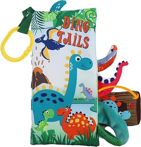 Libros de dinosaurio para bebés de 0 a 6 meses, libros de tela arrugada para bebés, juguetes para el tacto y la sensación de la barriga para bebés