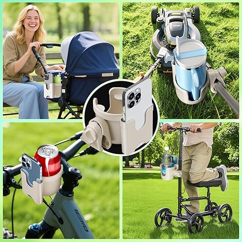 Miniatura 6 de Regalos de elefante blanco para adultos portavasos Guiseapue para caminantes, portavasos para silla de ruedas con soporte para teléfono, bicicleta