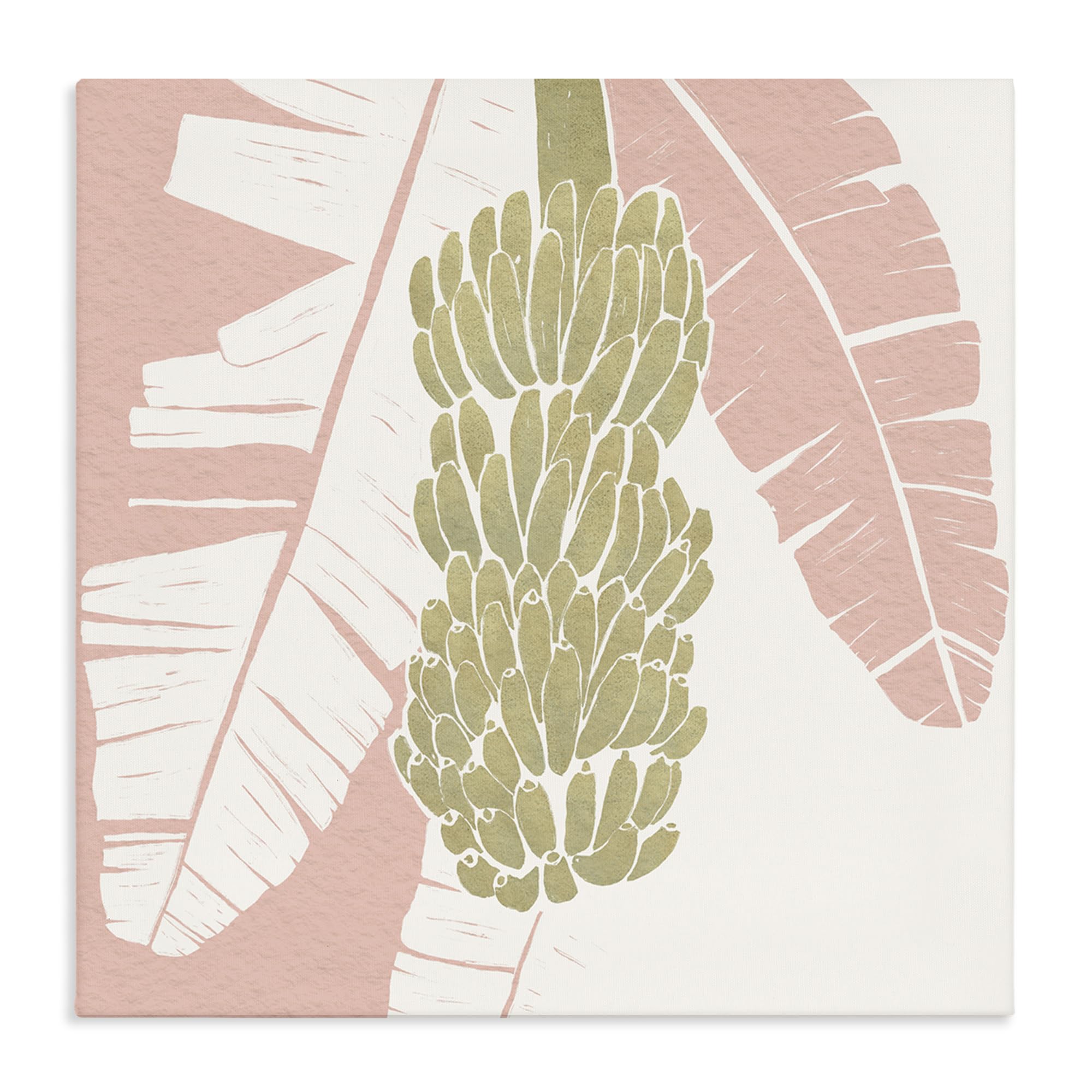 Stupell Industries 'Banana Bunch Amid Pink Leaves', Canvas Art, 17 x 17 Inches, Easy to Hang and Sturdy, Made in USA, by Yuyu Pont