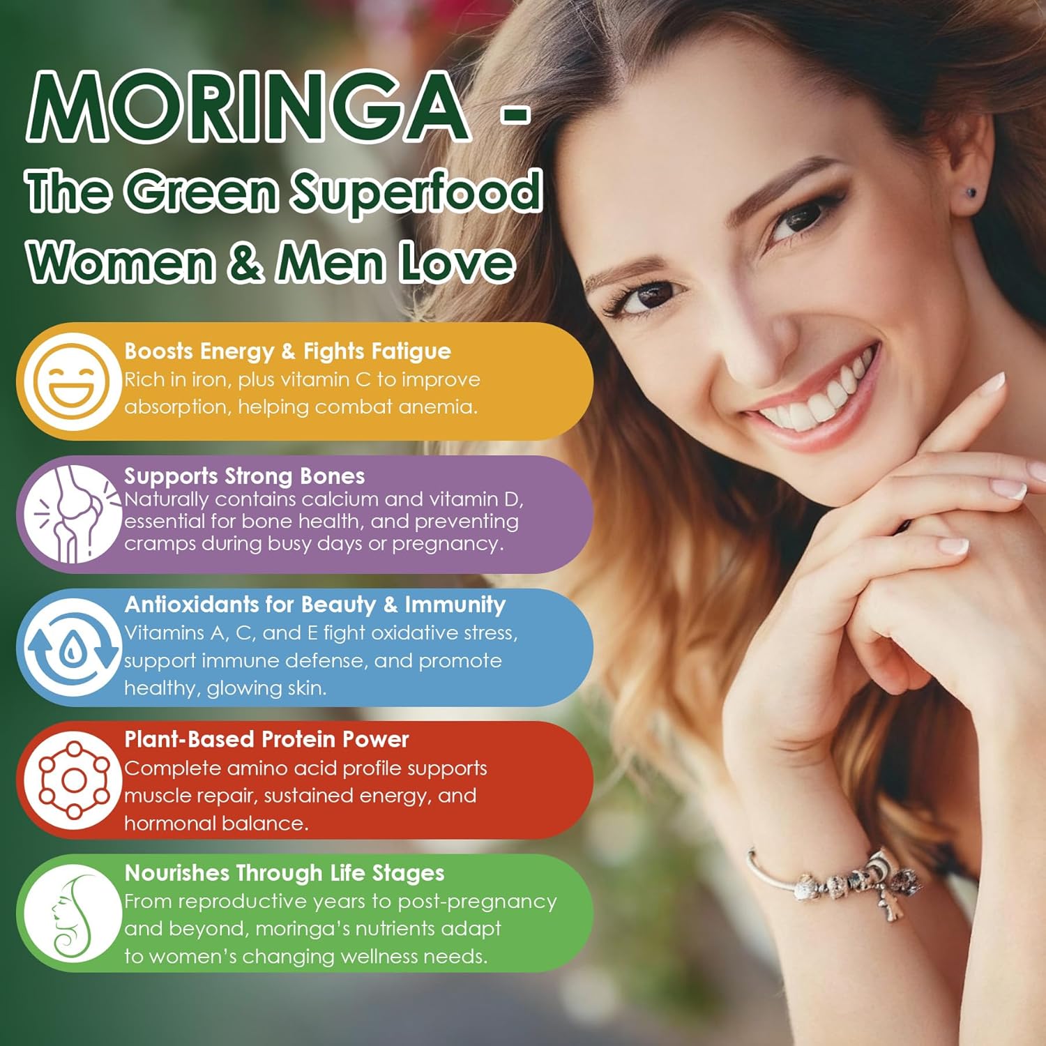 Moringa Gummies 1000mg for Women & Men Sugar-Free, 13-in-1 Superfood with Turmeric, Ashwagandha, Trans-Resveratrol, VB12 D3, Pure Moringa Leaf Supplement for Energy, Immune, Skin,Antioxidant, 60 Chews - Image 7