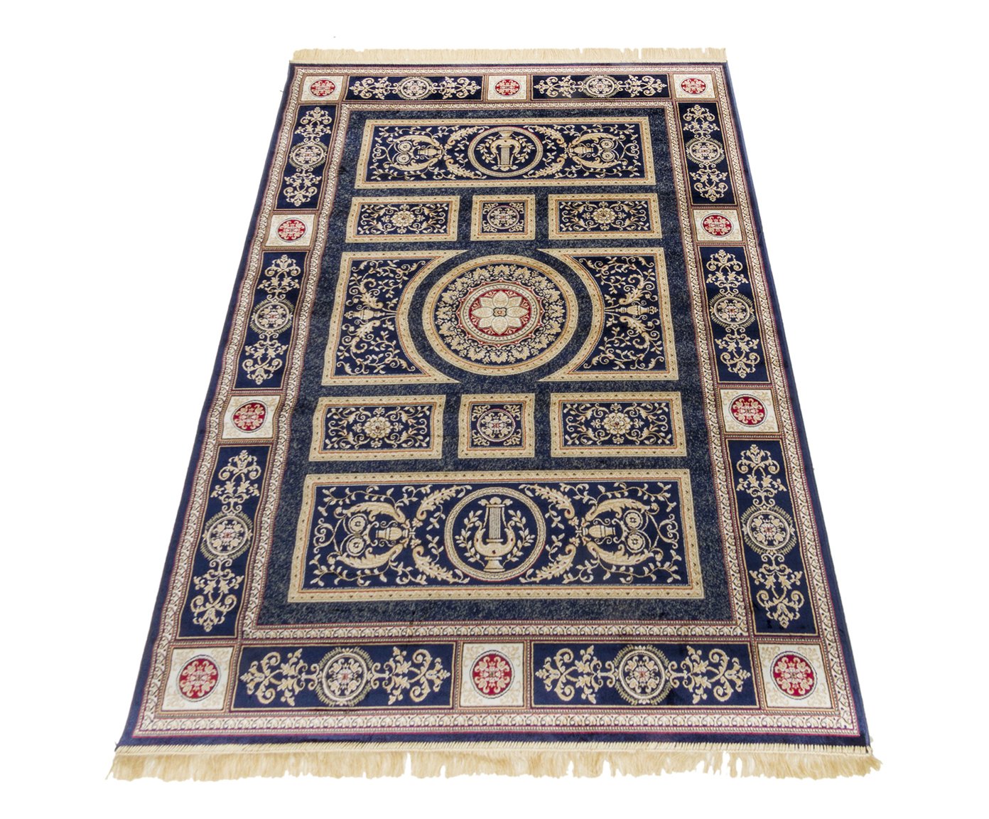 SpazioTessile Tappeti Corsie Arredo Viscosa Effetto Seta Blu Rosso Oro Verde 12 Misure 350ch (Oro, 160x230)