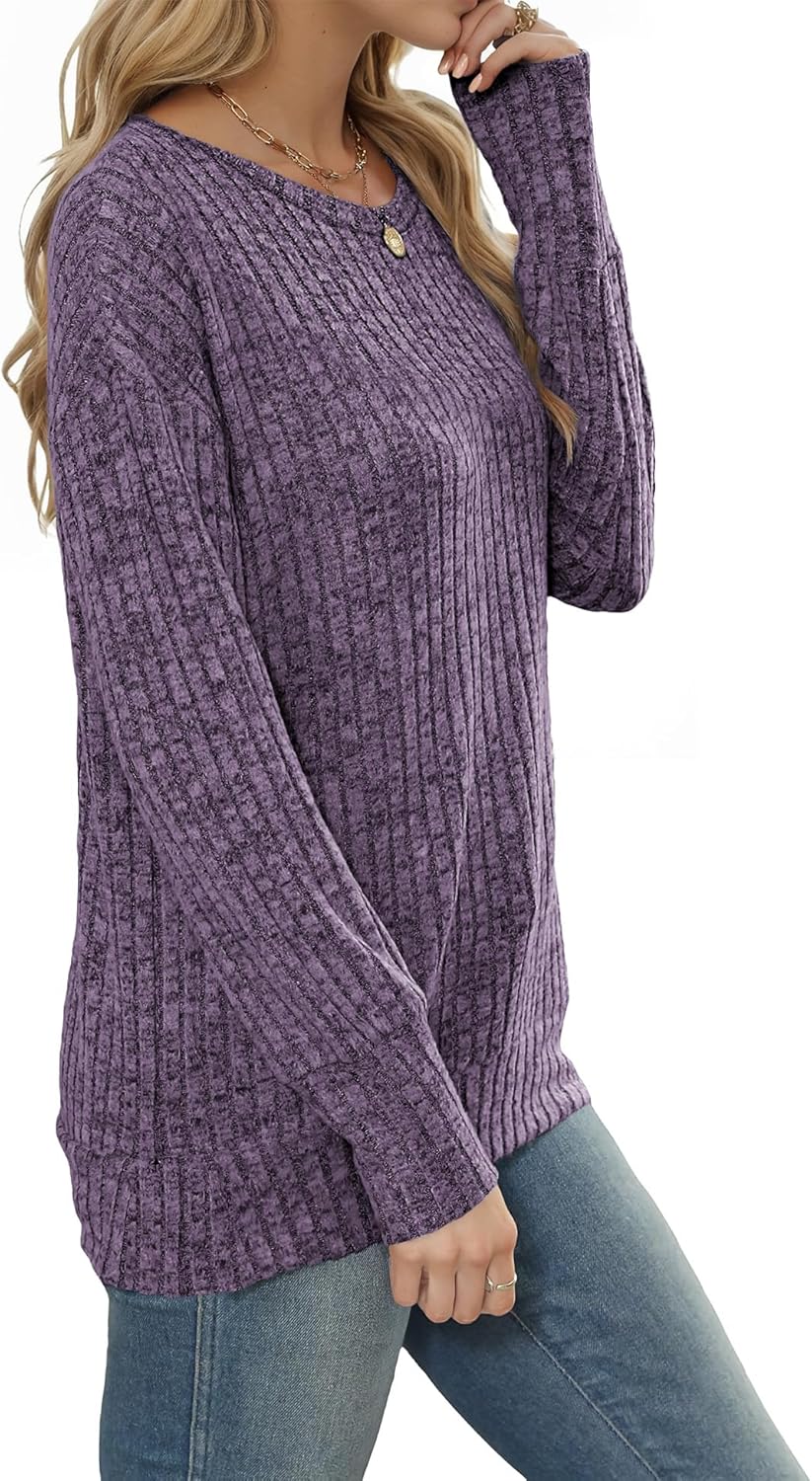 Buauty Womens Long Sleeve Shirt Tunics Tops For Fall Winter Spring, Lightweight Tunic Sweaters For Leggings Loose Fit Dressy Crew Neck Pullover Basic Sweaters For Women 2024 - Image 3