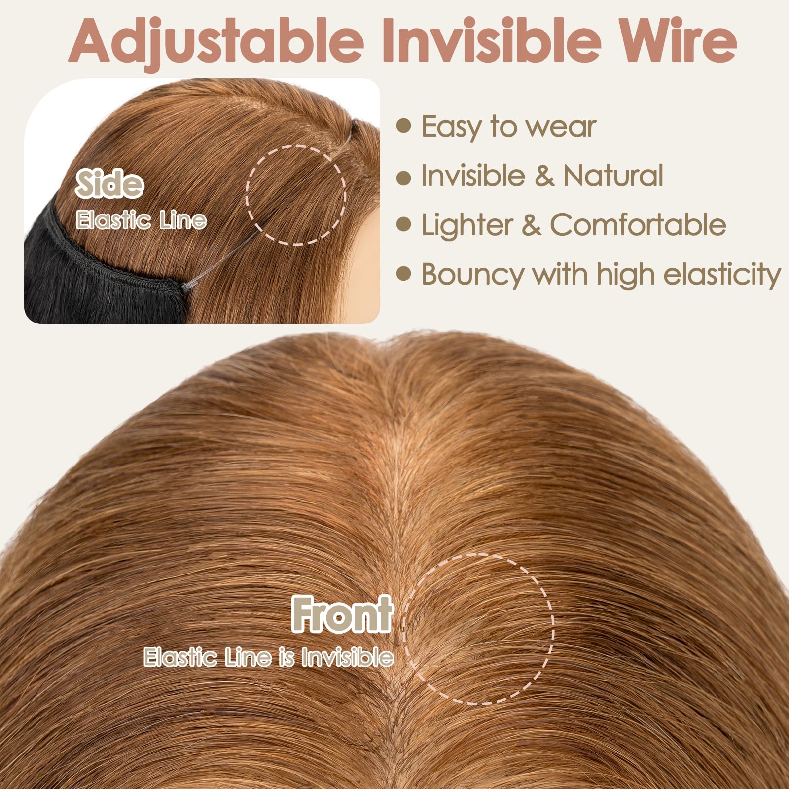 S-noilite Wire Hair Extensions Human Hair Jet Black Invisible Fish Line Hair Extensions Real Hair One Piece Human Hair Extensions 20 Inch 70g - Image 4
