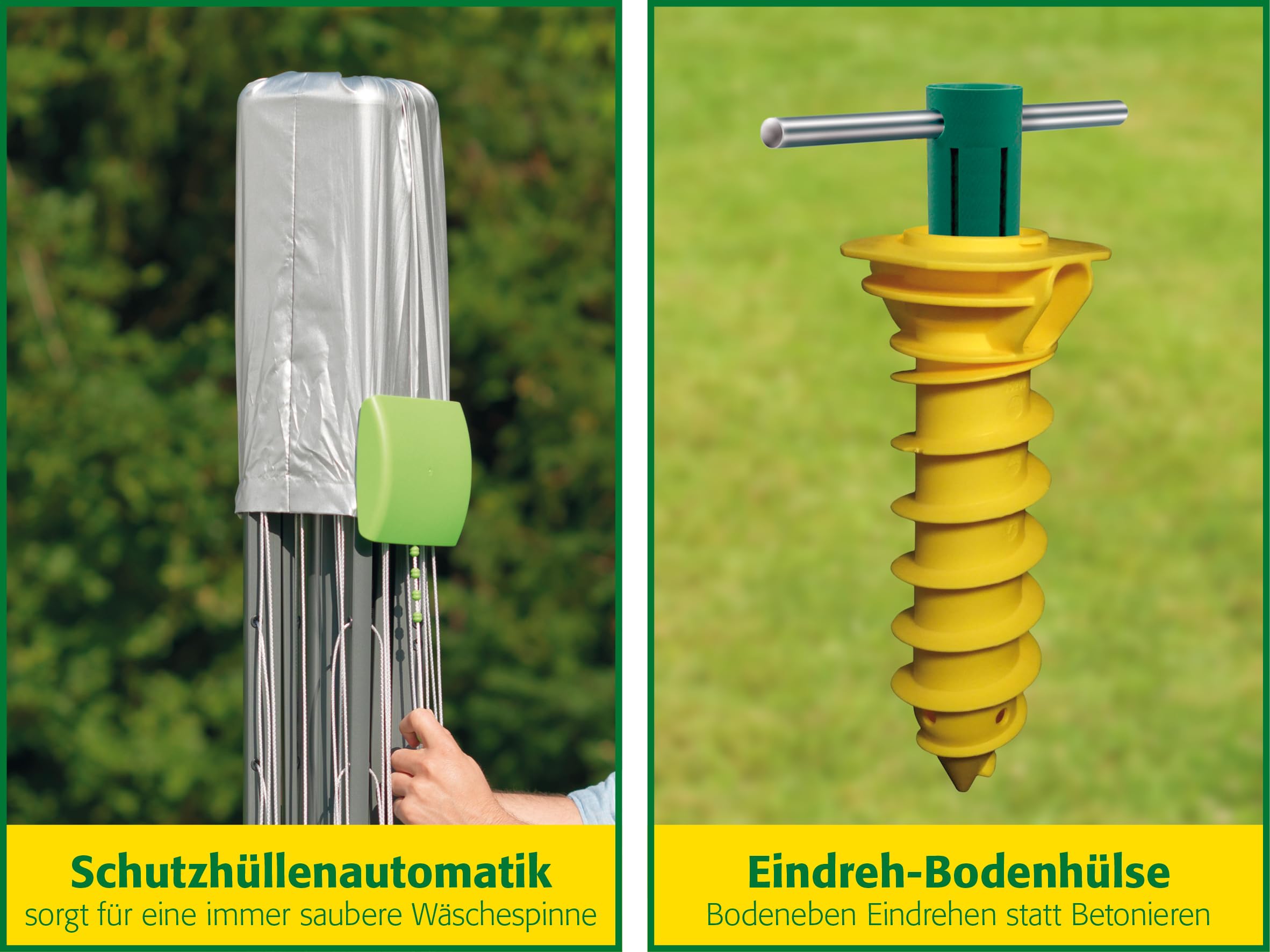 Juwel Novaplus Evolution Lift 30097 suszarka do ubrań z pokrowcem ochronnym i tuleją do gruntu, suszarka otwiera się automatycznie, bezstopniowa regulacja wysokości 160-180 cm