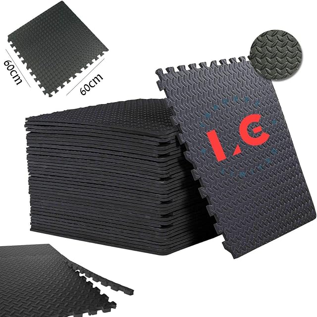 LG TRADERS Extra Thick Gym Flooring Interlocking Tiles Floor Mats Eva Soft Foam Mat Yoga (4 TILES ( 16 Square feet))