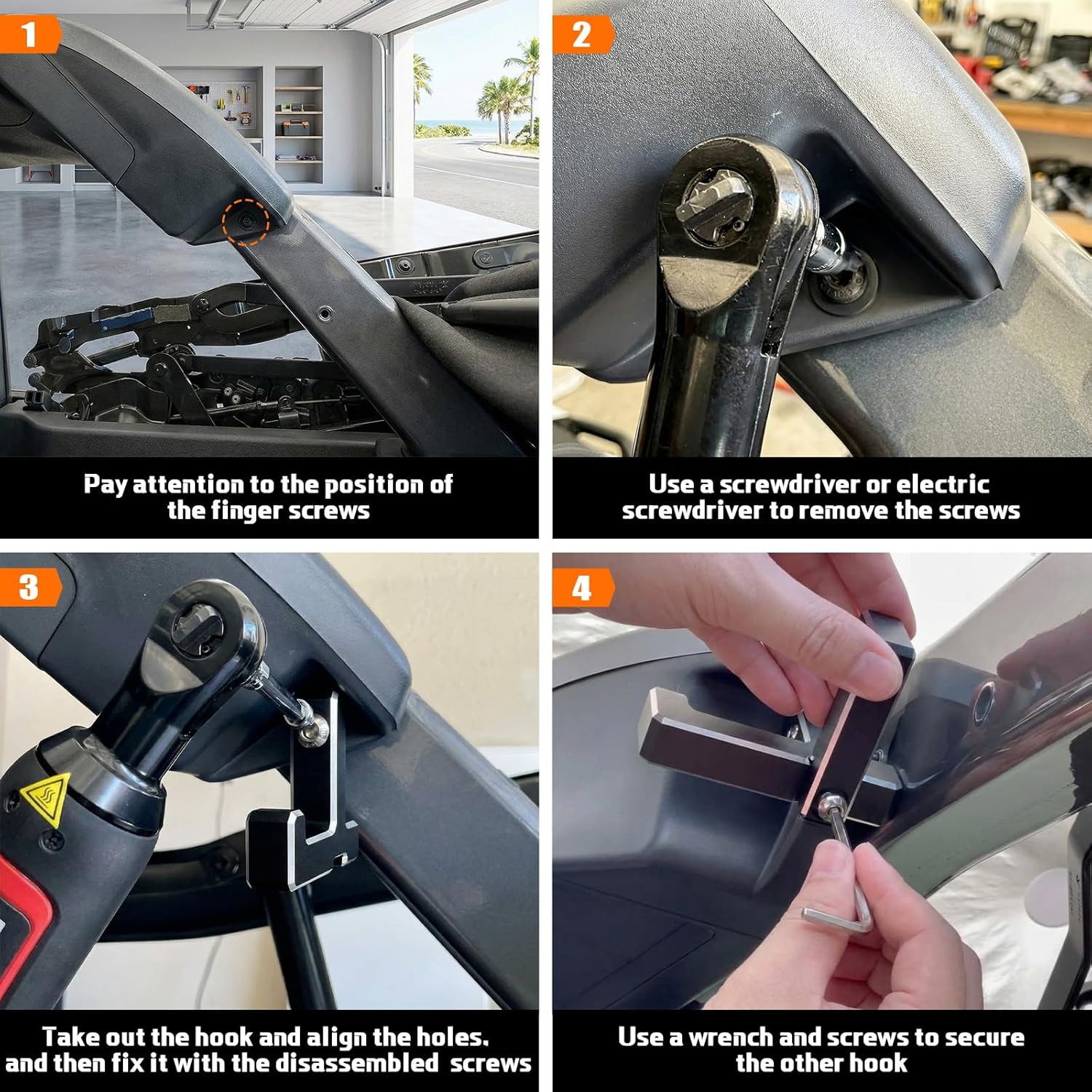 Outus 4 Pcs Aluminum Trunk Grocery Bag Hooks T & J Shaped Trunk Grocery Organizer Compatible with Bronco Accessories 2025 2024 2023 2022 2021 4-door Black Interior Organizer