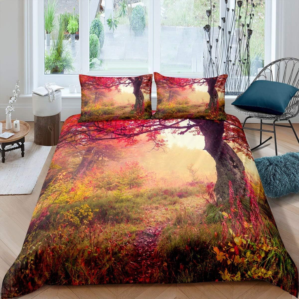 Housse de couette 3D haut de gamme motif forêt parure de lit ultra douce 240x220
