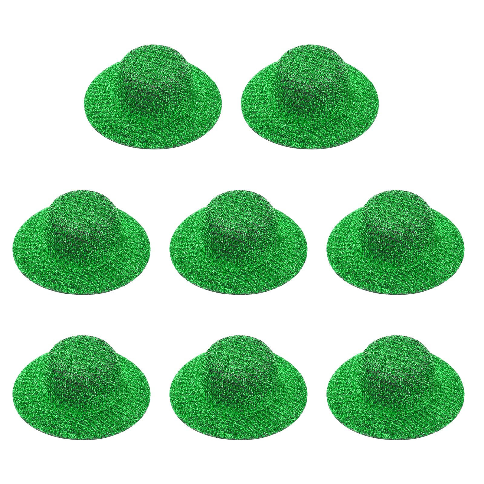 PATIKIL Mini Hats for Crafts, 8 Pcs 18mm ID Sparkling Mini Cowboy Hats Miniature Formal Top Caps for DIY Dollhouse Decoration Hair Accessories Snowman Weddings Party, Dark Green