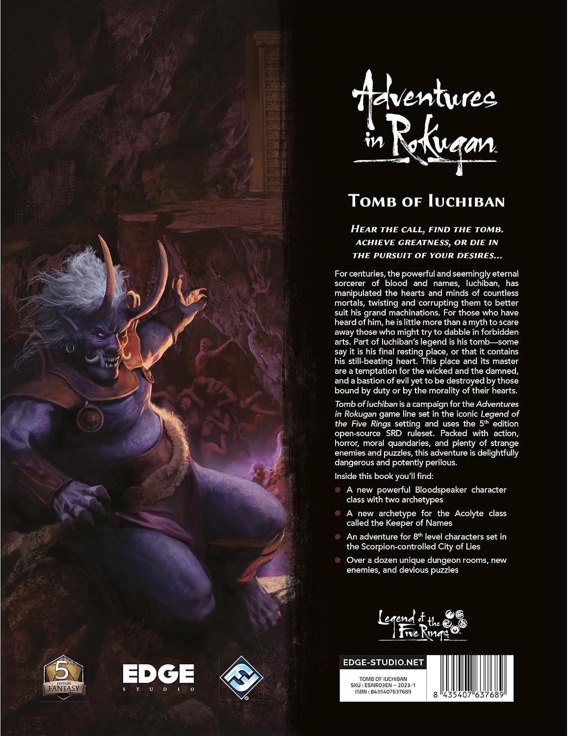 Asmodee Adventures in Rokugan Roleplaying Game Tomb of Iuchiban Expansion - Unveil The Secrets of The Ancient Tomb, RPG Strategy Game, 2+ Players, Ages 14+, 90 Minute Playtime