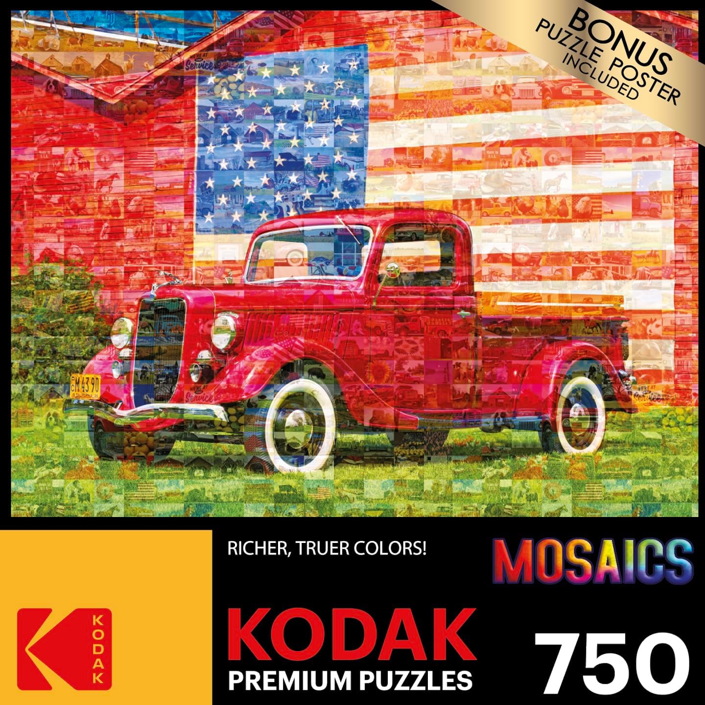RoseArt - Kodak Premium Mosaics - American Pickup Truck - 750 Piece Jigsaw Puzzle for Adults