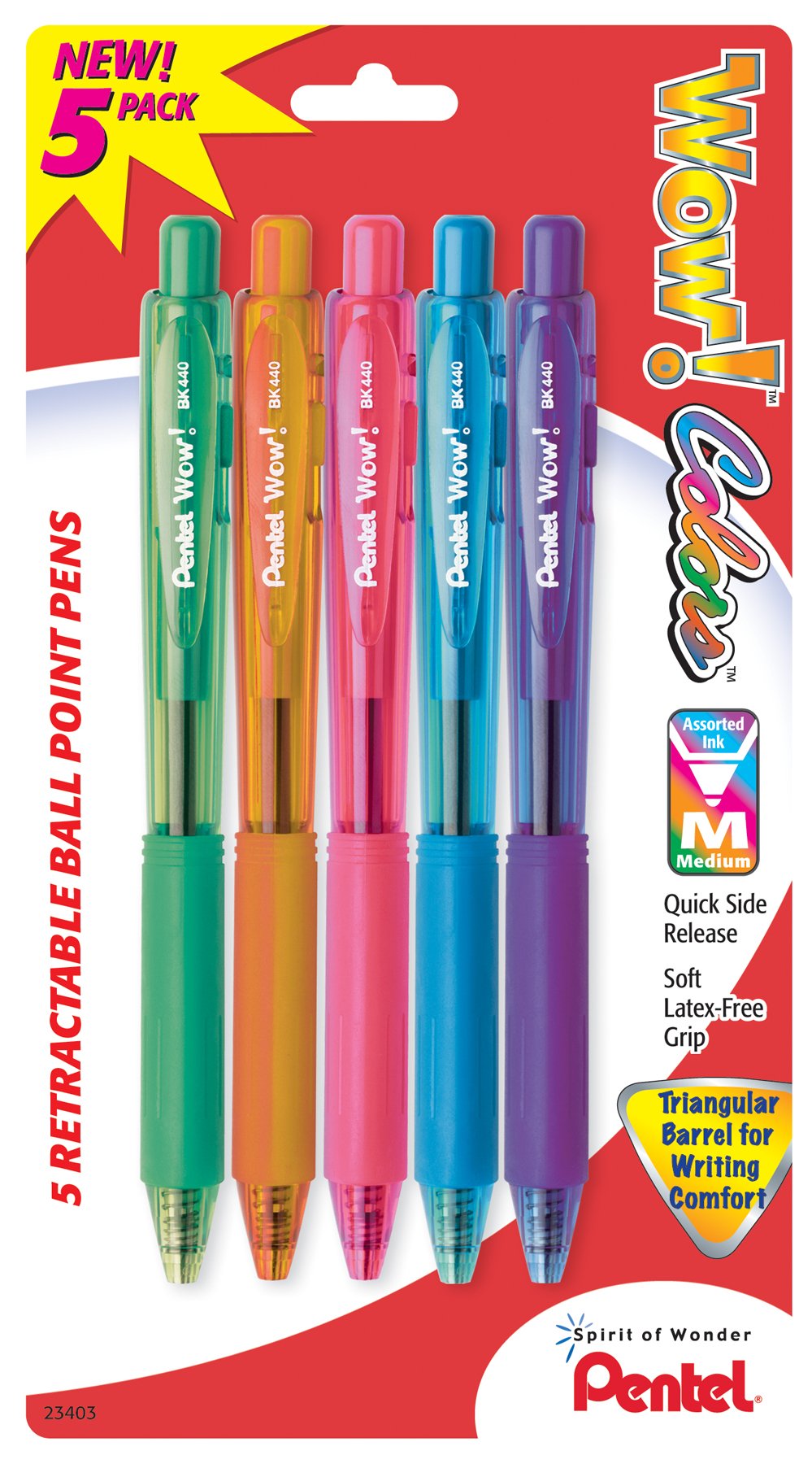 Assorted Colors Wow! Retractable Ball Point [Set of 6]