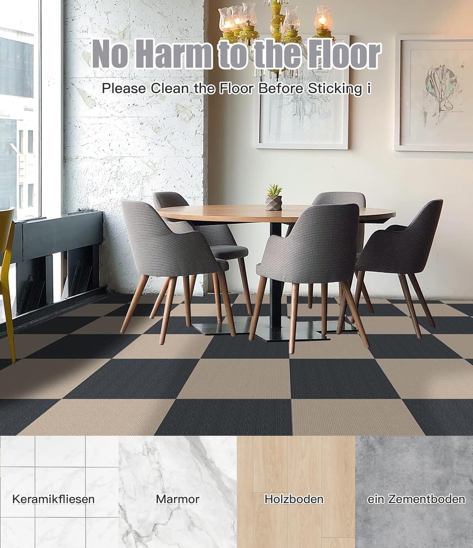 Azulejos de alfombra autoadhesivos, 30 x 30 cm, juego de 10 unidades, 0,9 m², alfombra con respaldo, autoadhesiva, alfombra resistente para el hogar, oficina, comercio, gris claro