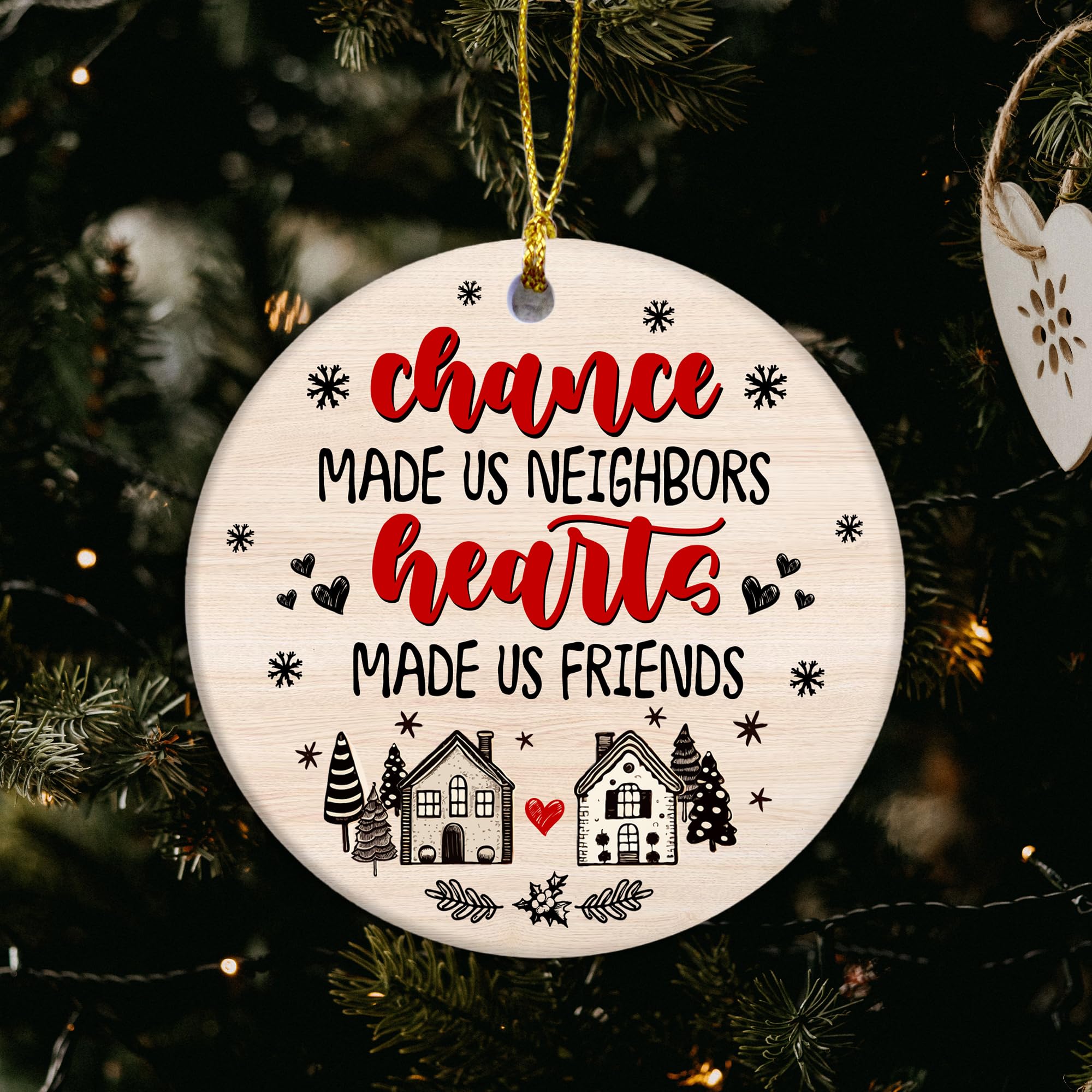 Condition photo showing New/Like New for Friendship Christmas Ornament 2024 | Chance Made Us Neighbors Hearts Made Us Friends Ornament, Great Gifts for Neighbors, Friends Next Door (Winter House)