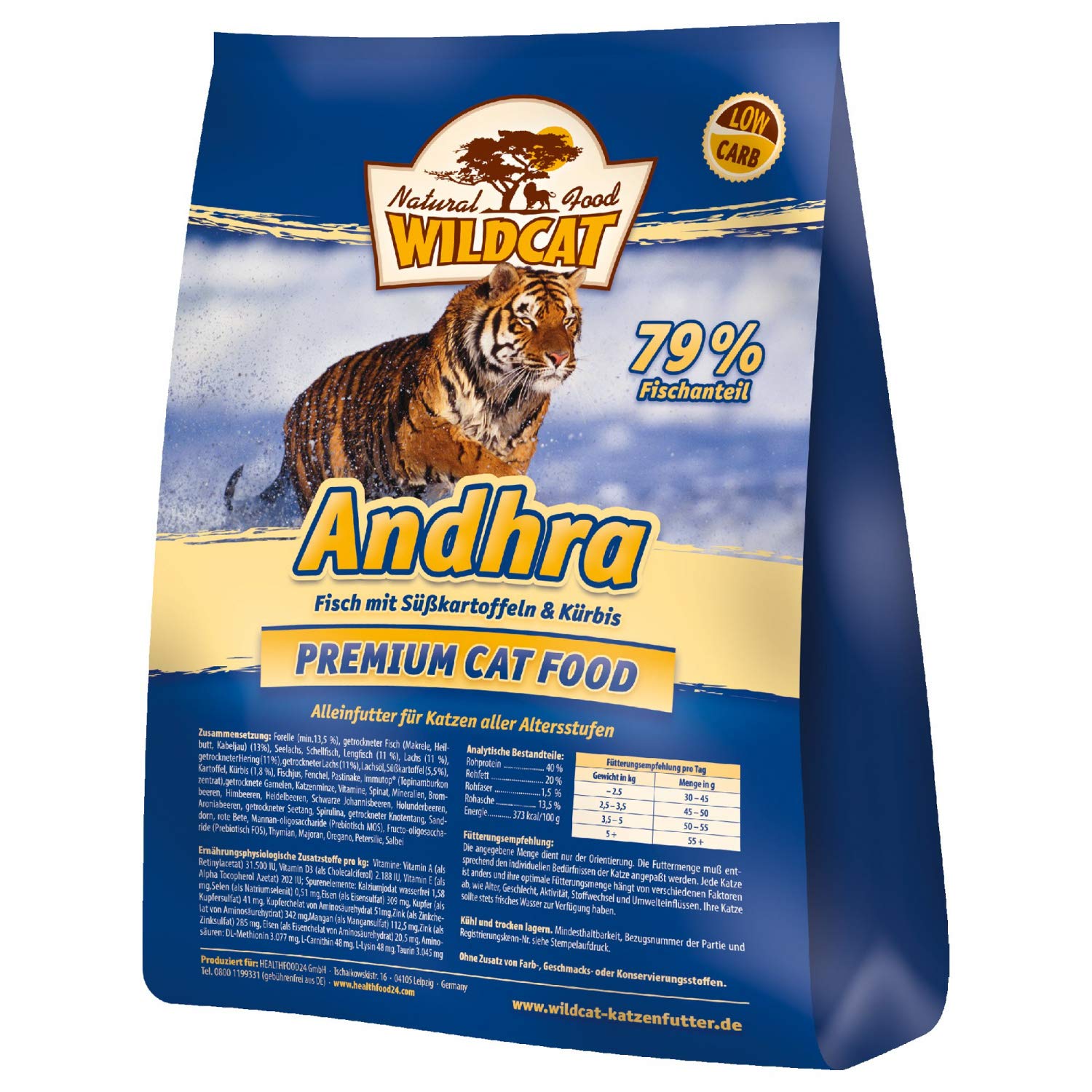 Wolfsblut Wildcat Andhra, Alimento Deshidratado para Gato, Sabor Pescado y Boniato - 3 kg