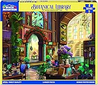 Vista 2 de White Mountain 1000 Piece Jigsaw Puzzle Cozy Reading Books Puzzles with Large Pieces for Adults and Family 24"x30" - Botanical Library