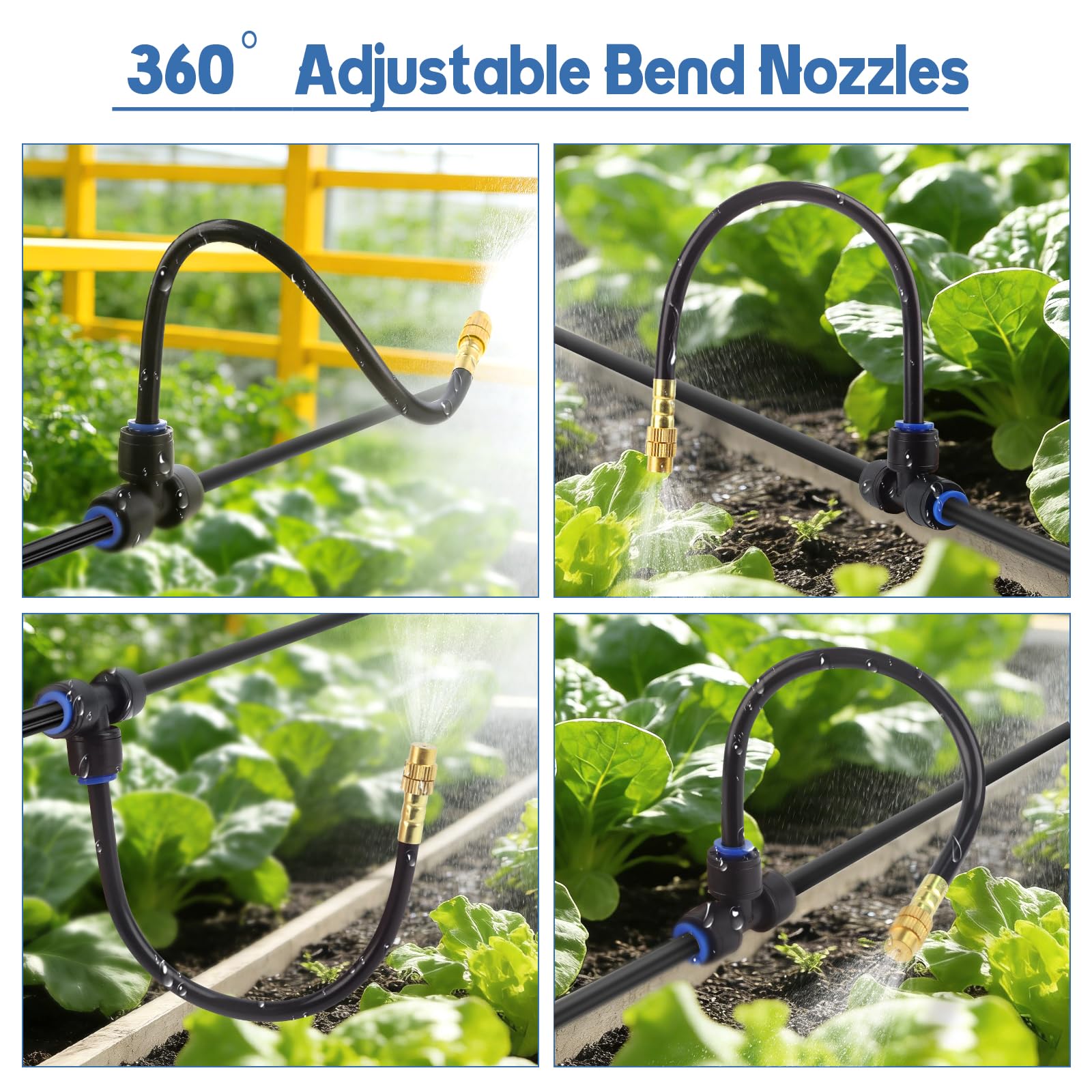 Kalolary Sistema de Nebulización Exterior 100FT para Refrigeración de Terrazas, Kit de Rociadores de Jardín, Filtro Pro y Conectores Universales de Grifo, Enfriamiento Exterior DIY para Verano