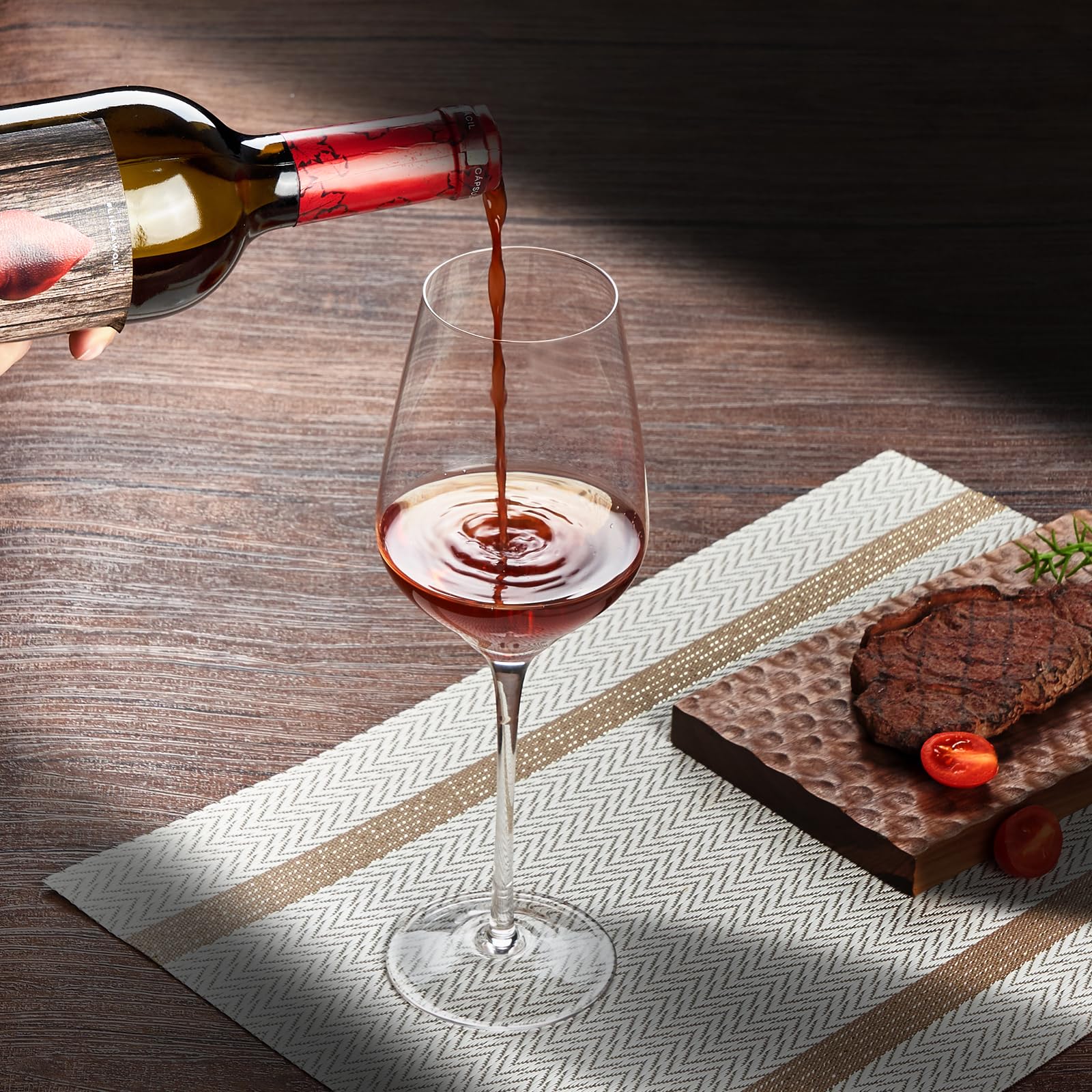 ACHEER Juego de 4 copas de vino tinto de cristal – Grande 591 ml – tallo largo, copas de Burdeos sopladas a mano, estilo italiano, sin plomo, ligeras, ultrafinas, altas, caja de regalo, para Navidad,