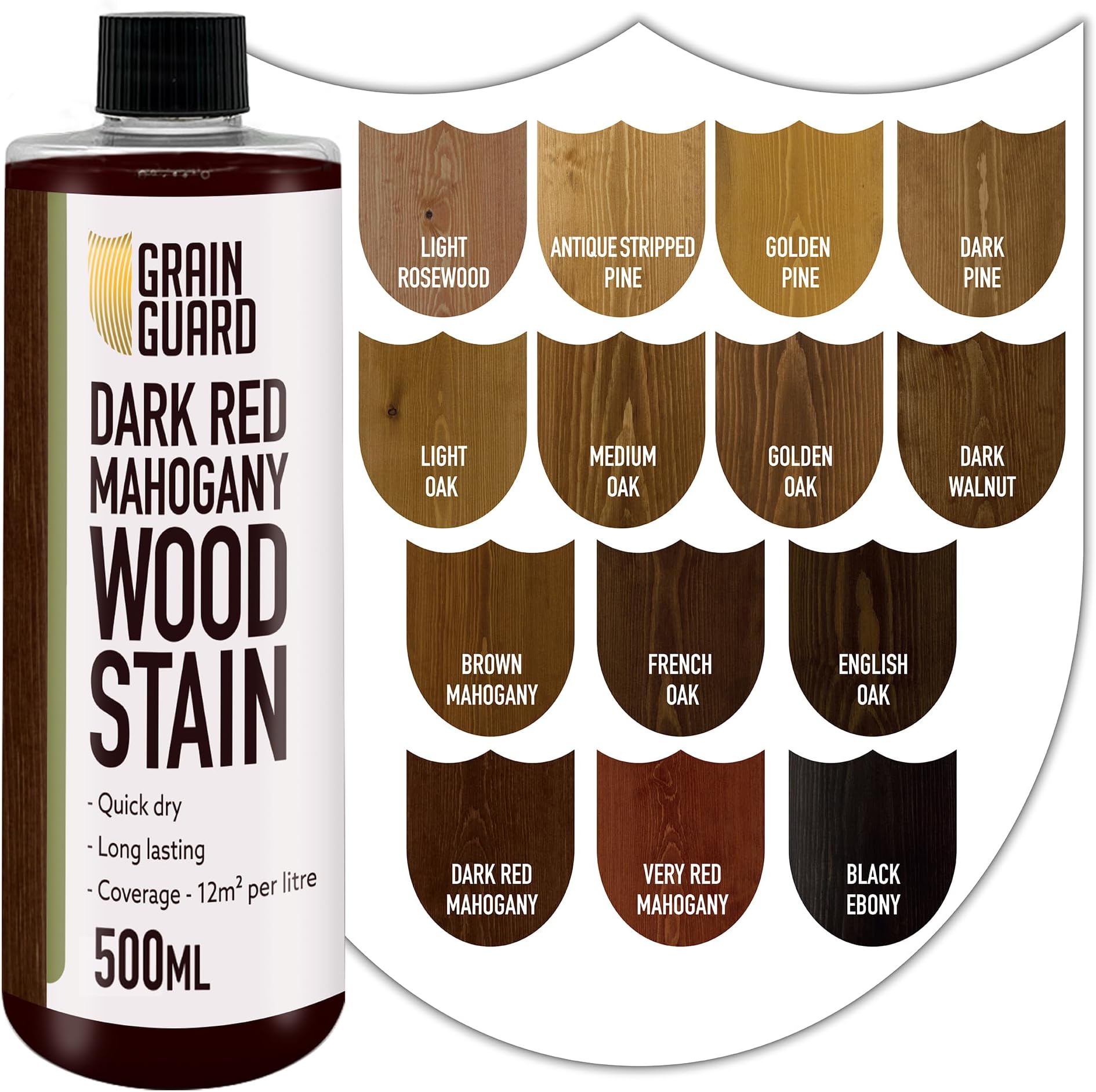 Wood Stain Water Based | Dark Red Mahogany | 500ml | Interior Furniture Stain | Light & Dark Stains | Eco-Friendly & Non-Toxic Wood Dye | Easy Application | Quick Dry & Low Odour