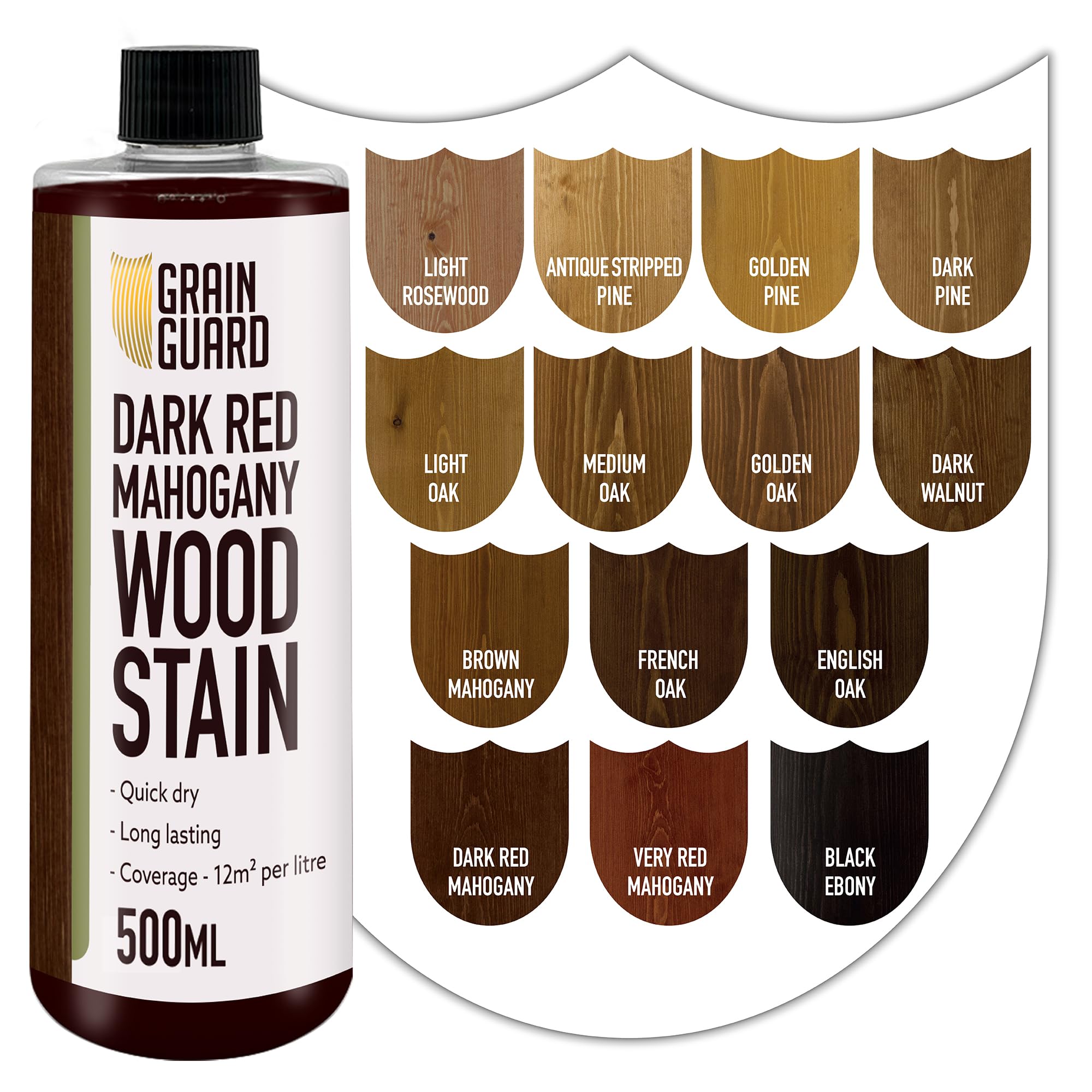 Wood Stain Water Based | Dark Red Mahogany | 500ml | Interior Furniture Stain | Light & Dark Stains | Eco-Friendly & Non-Toxic Wood Dye | Easy Application | Quick Dry & Low Odour