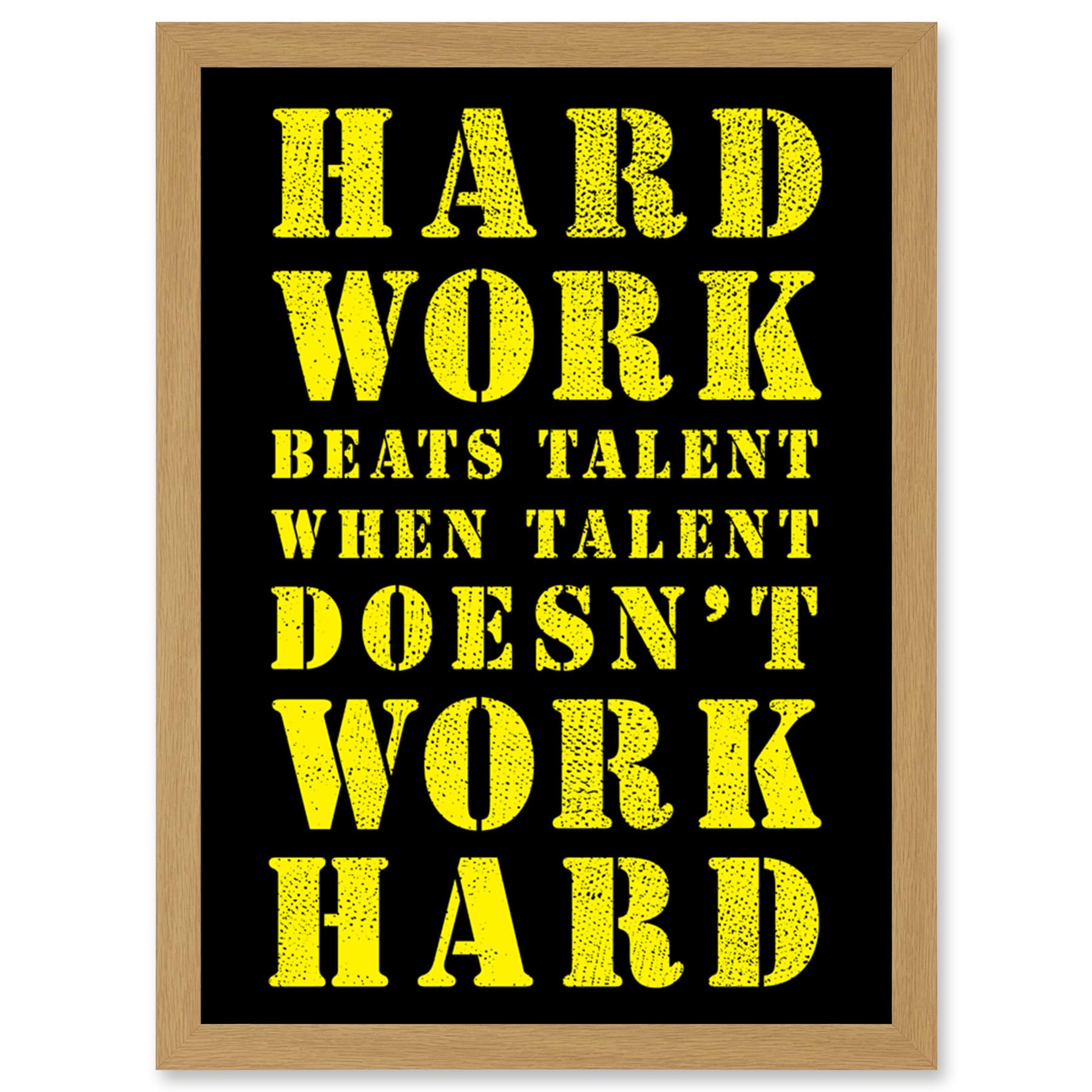 Artery8 Exercise Motivation Hard Work Beats Talent Inspirational Gym Wall Art Artwork Framed Wall Art Print A4