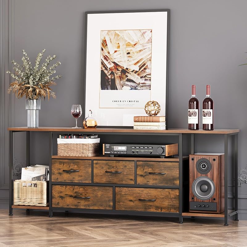 TV Stand for TVs Up to 75 Inch, Rustic Brown image 4