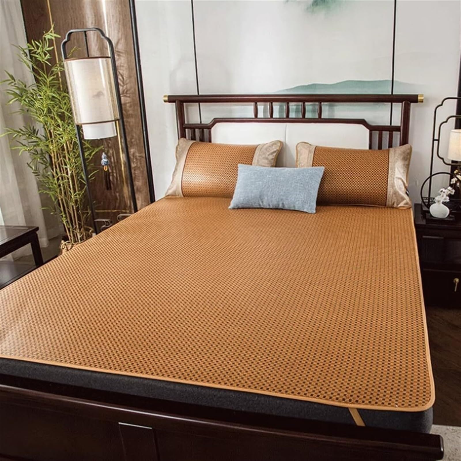 Materassino rinfrescante estivo, in rattan, pieghevole, in seta di ghiaccio, per letti singoli/matrimoniali, materasso estivo portatile leggero e traspirante (1,8 m x 2 m)