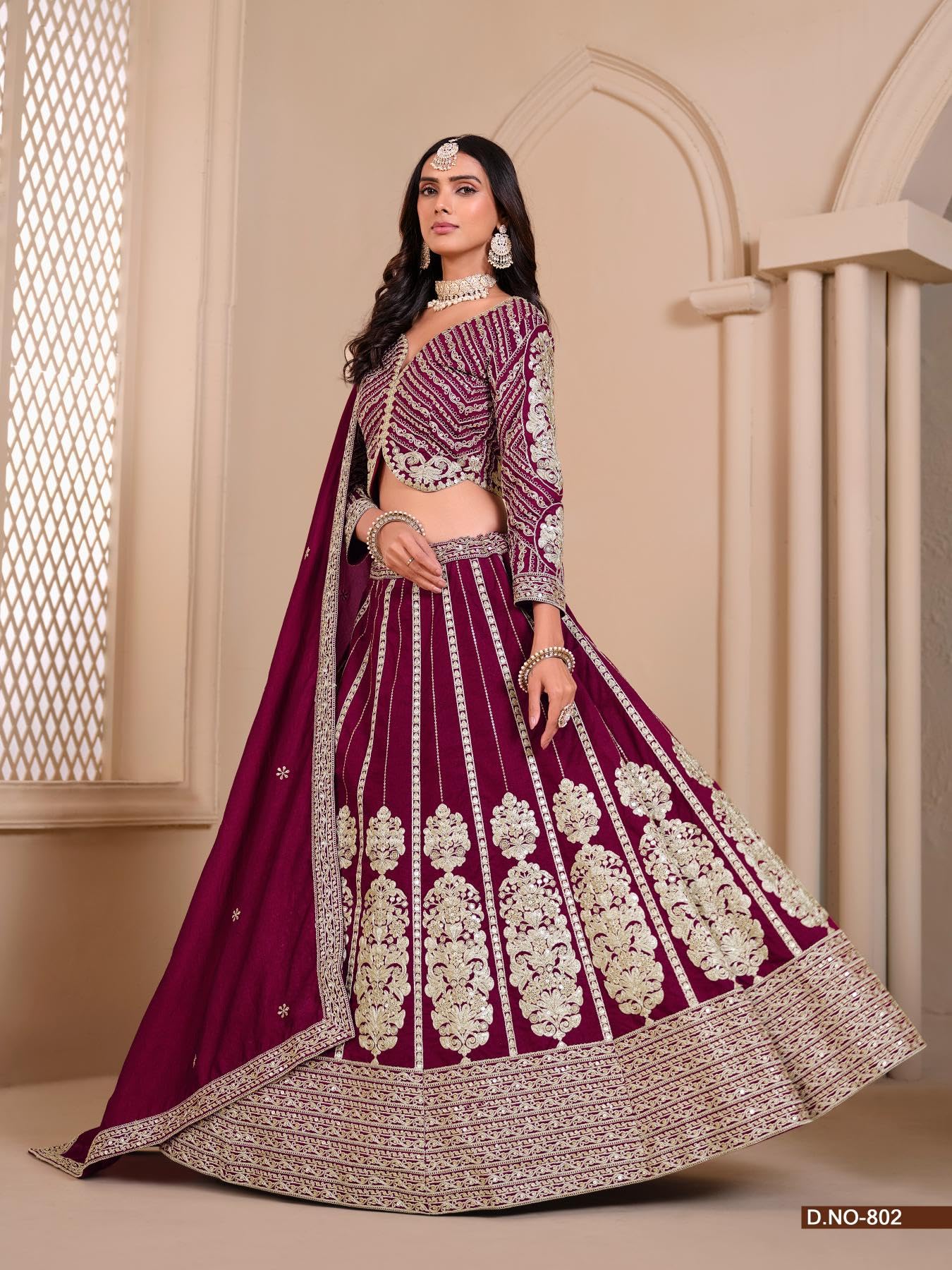 Indyjskie kobiety sztuka jedwab zaręczyny odzież haft praca Lehenga Choli 12409