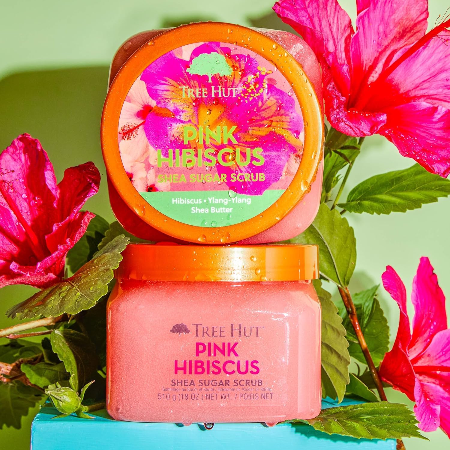 Tree Hut Pink Hibiscus Shea Sugar Scrub, 510 g, ultra nawilżający i złuszczający peeling do pielęgnacji ciała