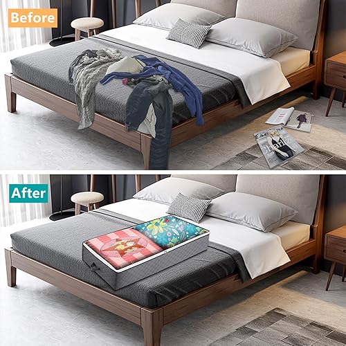 Miniatura 5 de Paquete de 3 bolsas de almacenamiento debajo de la cama bolsa de almacenamiento plegable de 100 l contenedores de almacenamiento de gran capacidad