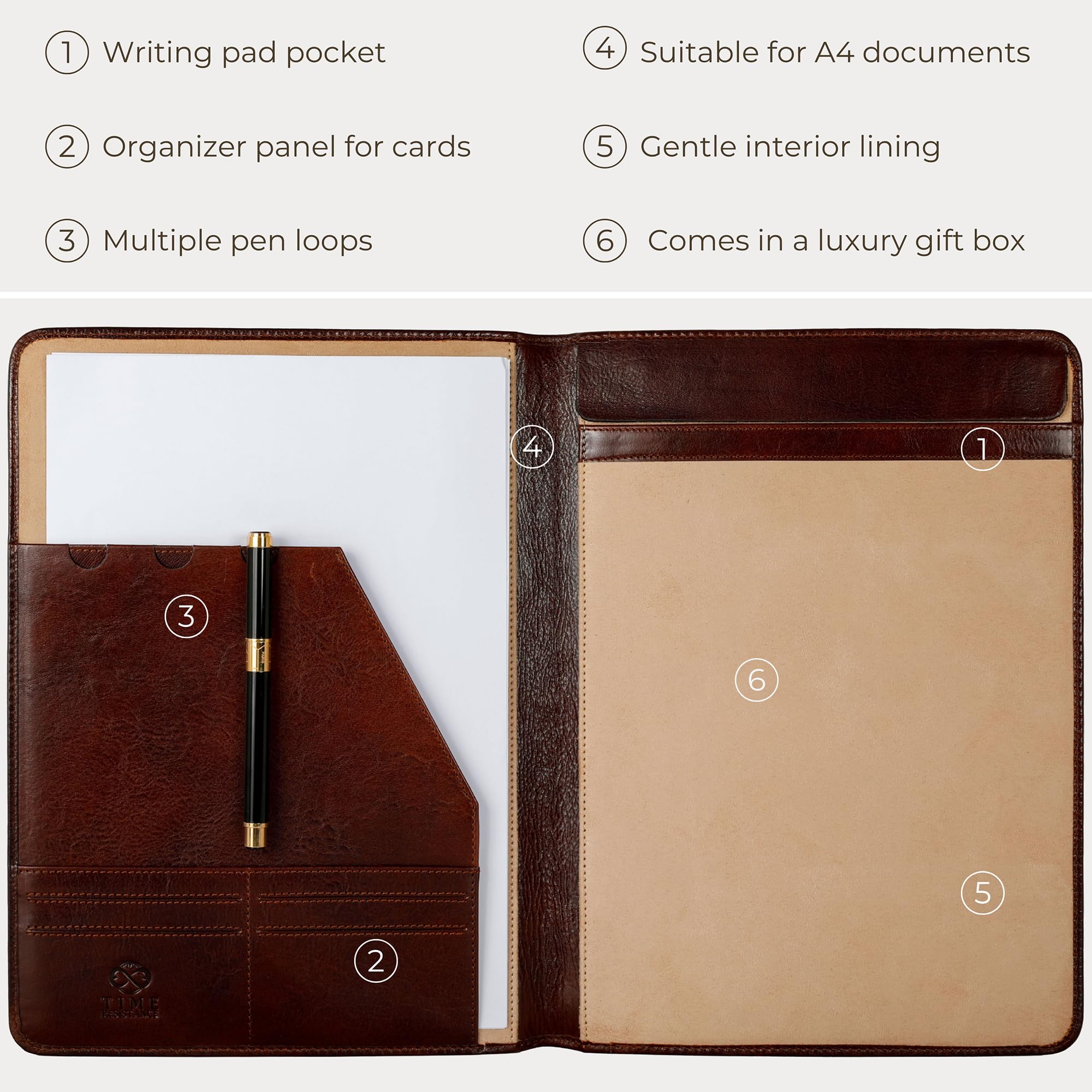 Time Resistance Lederportfolio – Dokumententasche aus Leder in Tablet-Größe – Kleine Aktentasche Made in Italy