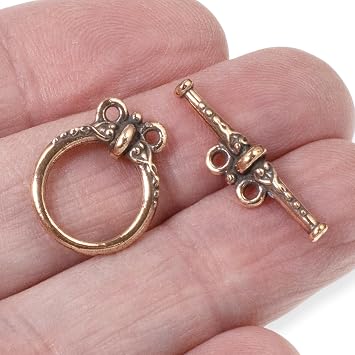 Elegant Copper Heirloom Two-Strand Toggle Clasp, Closure for Multi-Strand DIY Jewelry Making, 1 Set