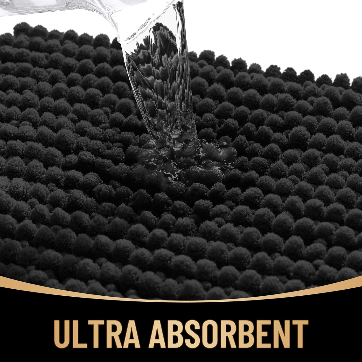 OLANLY Thick Bathroom Runner Rugs 59x24, Extra Soft Absorbent Chenille Bath Rugs, Rubber Backing, Machine Wash Dry, Long Bath Mats for Bathroom Floor, Tub and Shower, Home Decor Accessories, Black