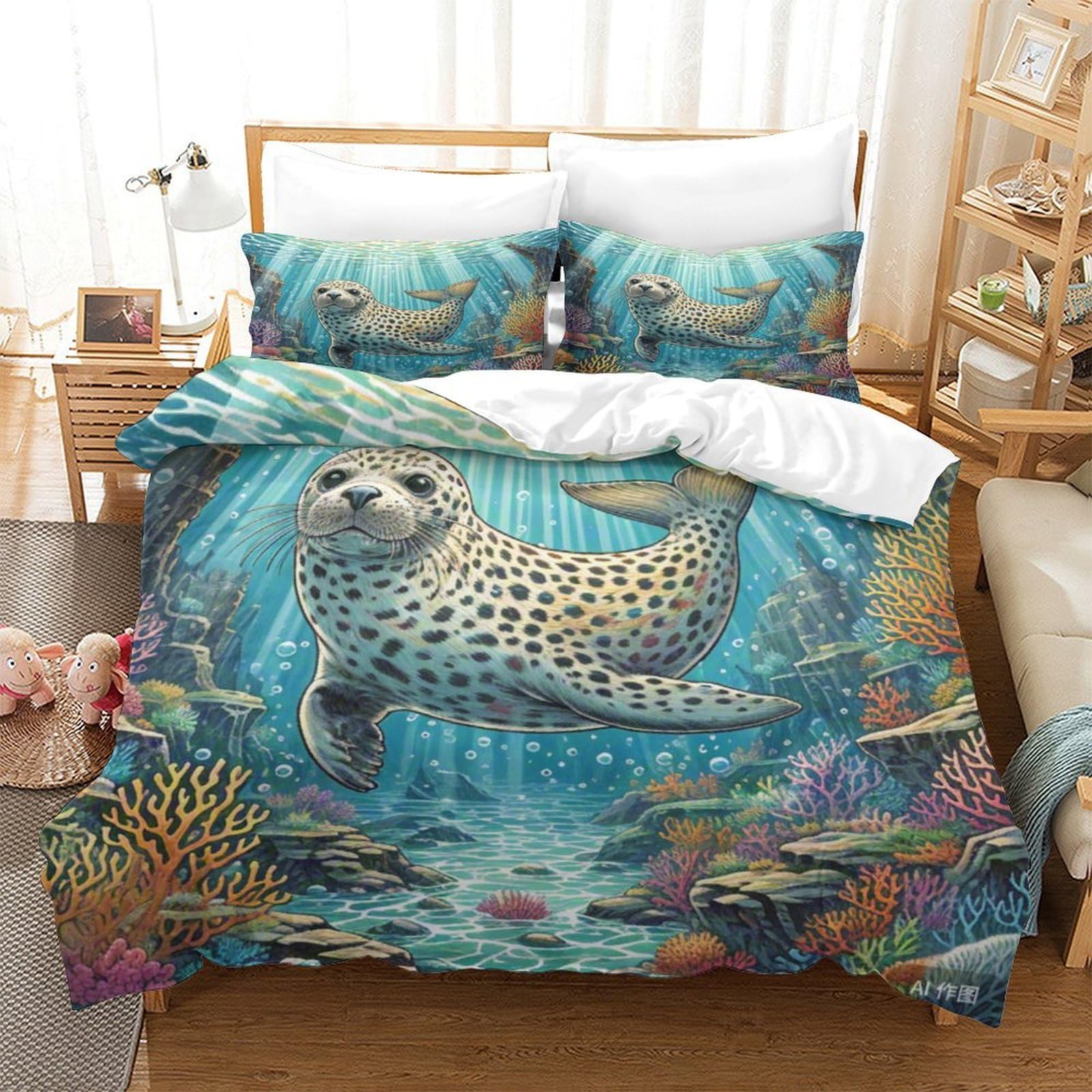 Housse de couette 3D fermeture éclair parure de lit microfibre douce 260x220