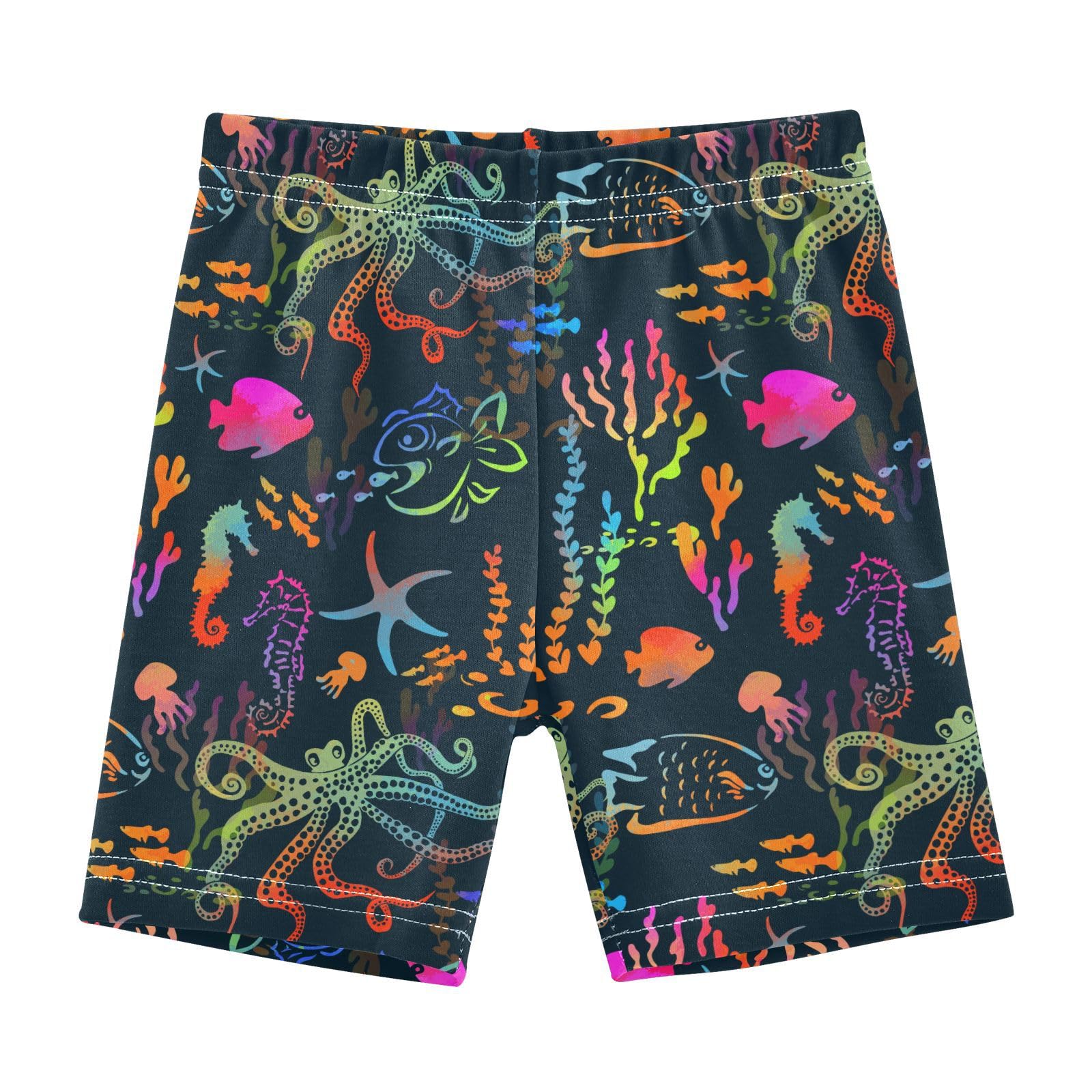 JHKKU Girls Colorful Marine Animals Shorts Cotton Cartwheel Bike Kids Biker Under Dress Dance Short Girl Clothes 5T