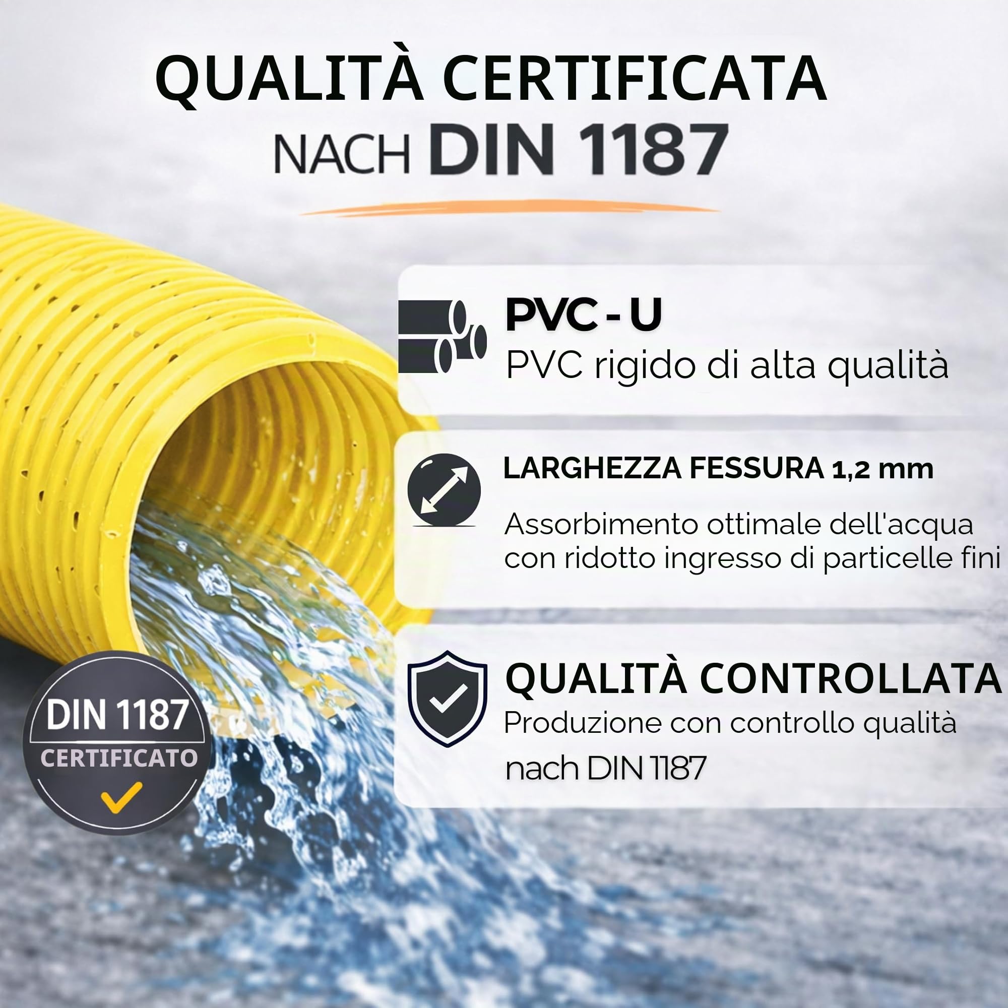 Doubleyou G & B® drenaggio tubo di drenaggio DN 50 forato