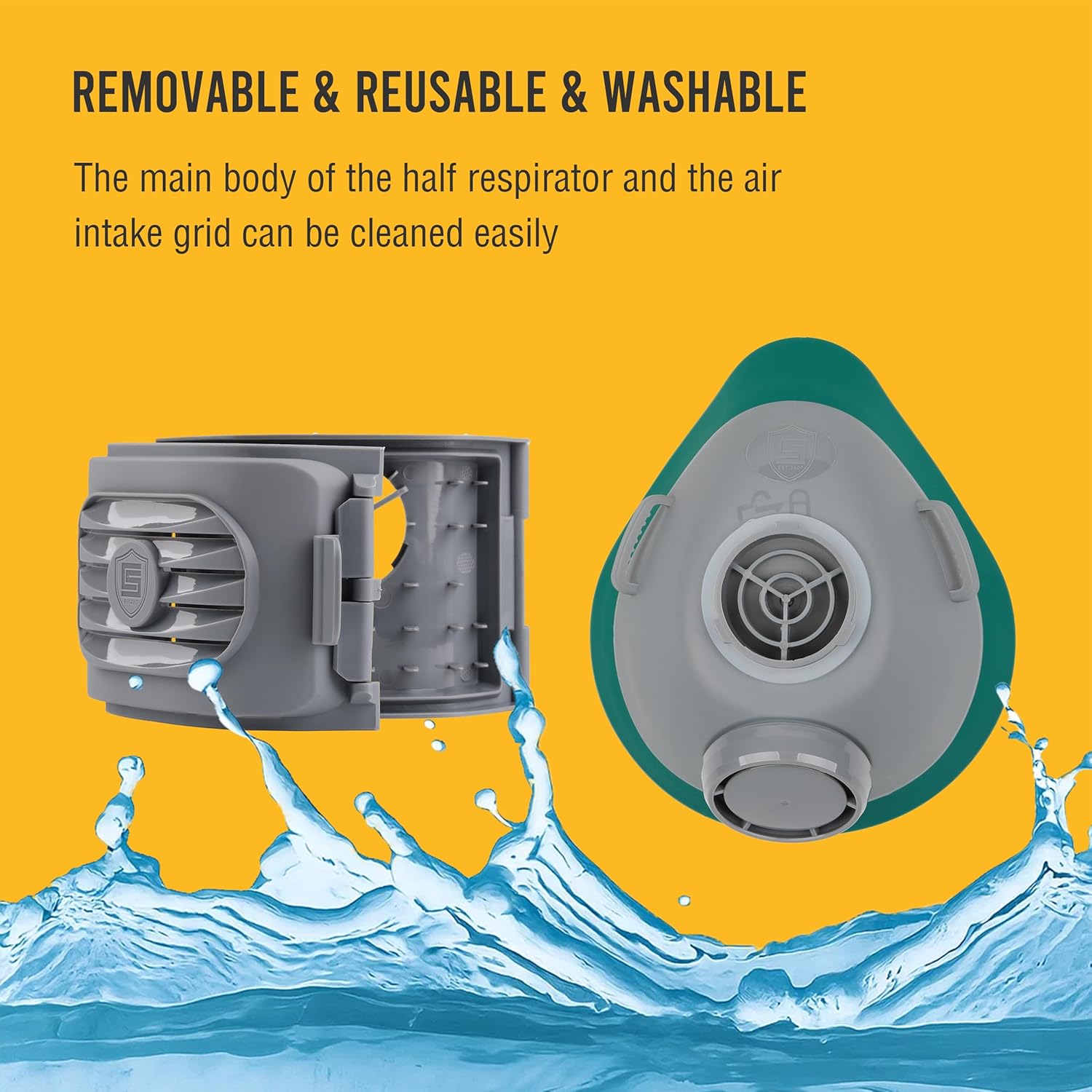 Reusable Half Face Respirator Mask with 6 Filters,2818 Food-Grade Silicone Dust Mask for Painting,Cleaning,Sanding - Image 5