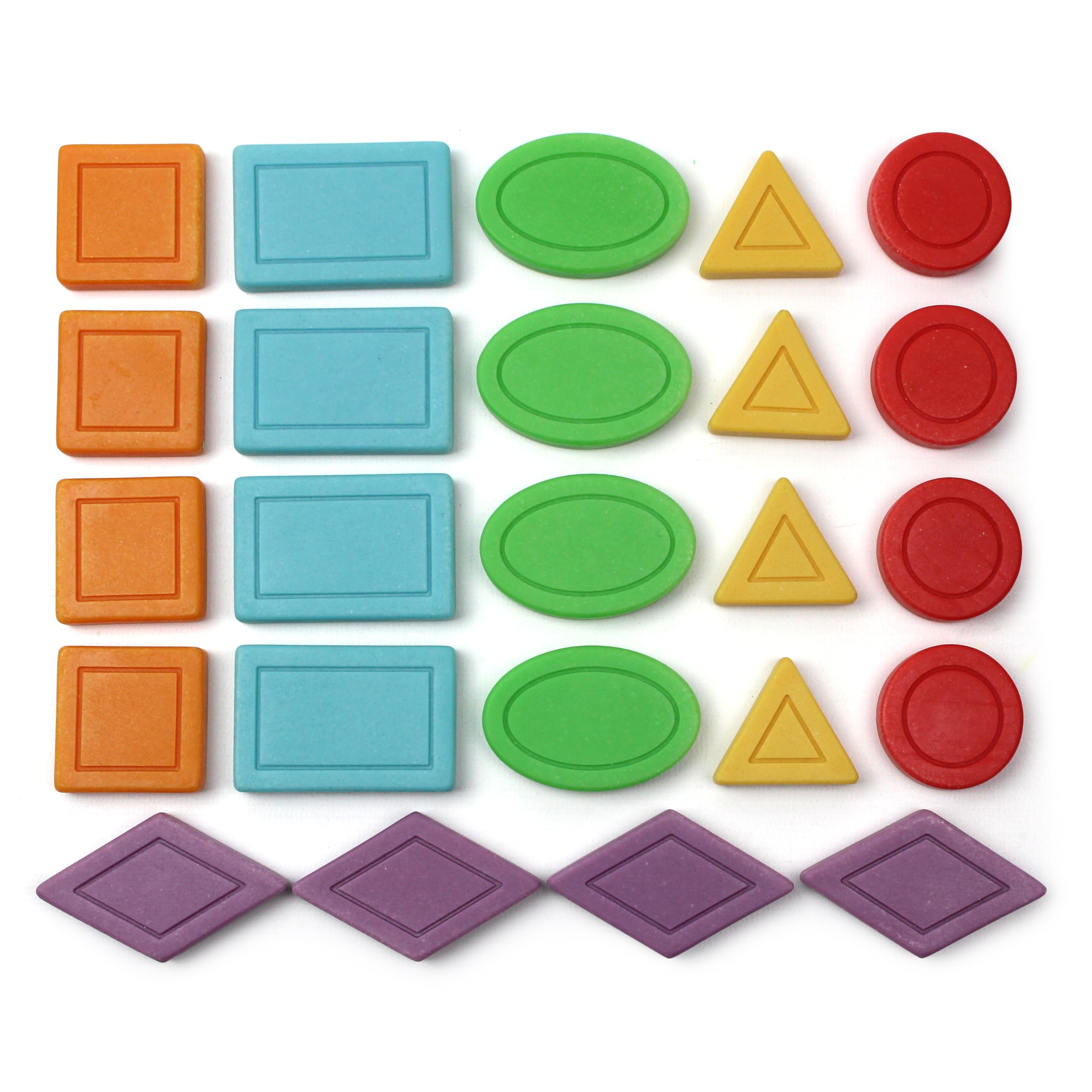 Yellow Door Shape and Colour Stones | Set of 24 stones red circle, yellow triangle, green oval, blue rectangle, orange square, purple diamond | Early Educational Maths toys for kids age 2 3 4 5