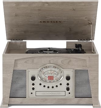 Crosley CR7015A-GY Medley 8-in-1 Vinyl Record Player with Speakers, Gray