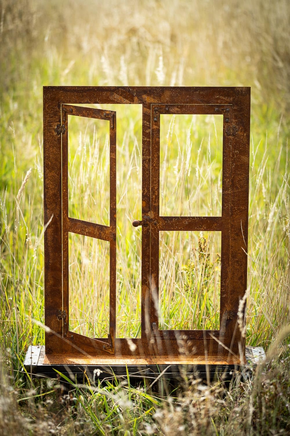 Bornhöft Gartendeko Fenster aus Metall im Rost-Design, 45cm x 60cm, Deko-Fenster Fensterrahmen Edelrost rostige Gartendekartion Eisen