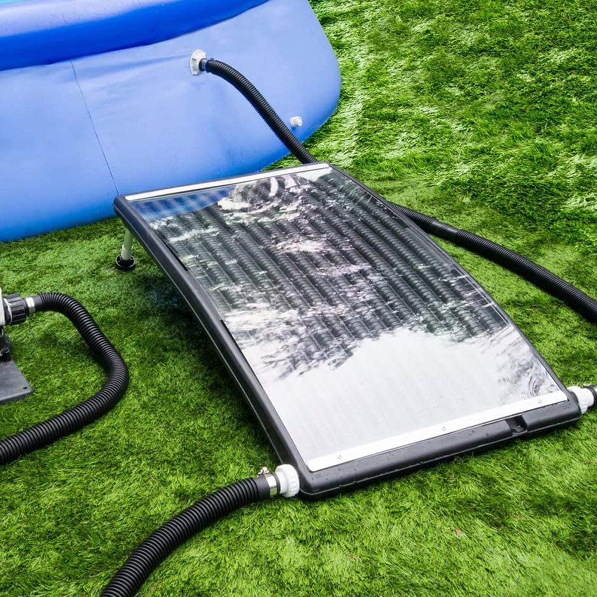Panel Solar Portátil de Calefacción para Piscinas - Panel Solar para Camping con Conexión de 38mm de Diámetro - Calentador Solar de Piscinas Interior Exterior con Altura Ajustable 75x62x12cm