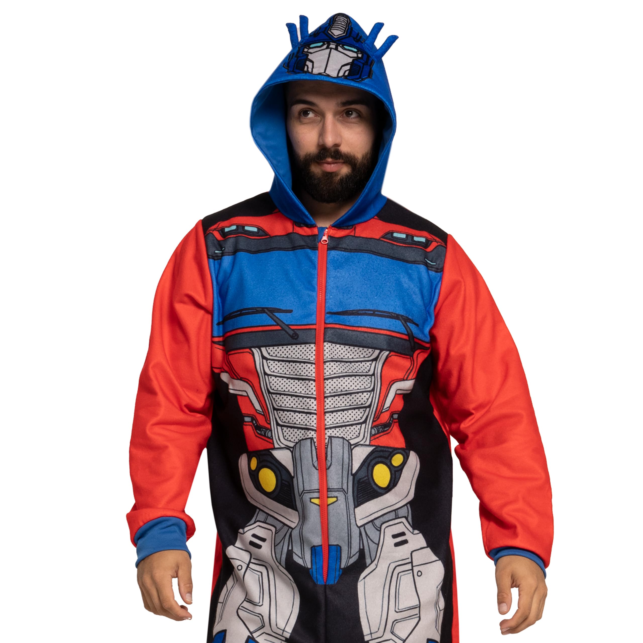 Transformers Barboteuse pour Hommes | Pyjama Combinaison pour Hommes | Surpyjama Optimus Prime | Autobots Adulte Onesie | Vêtements de Nuit en Polaire pour Hommes