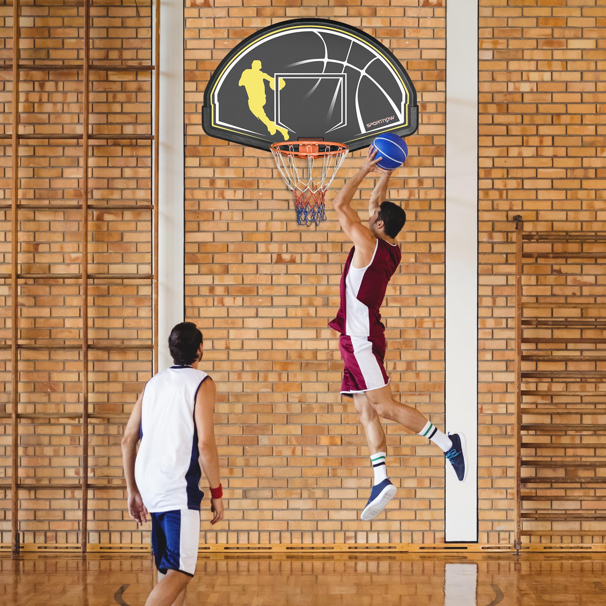 AJW-Panier de Basket Mural avec Panneau de Basket Ball d'intérieur Jeu