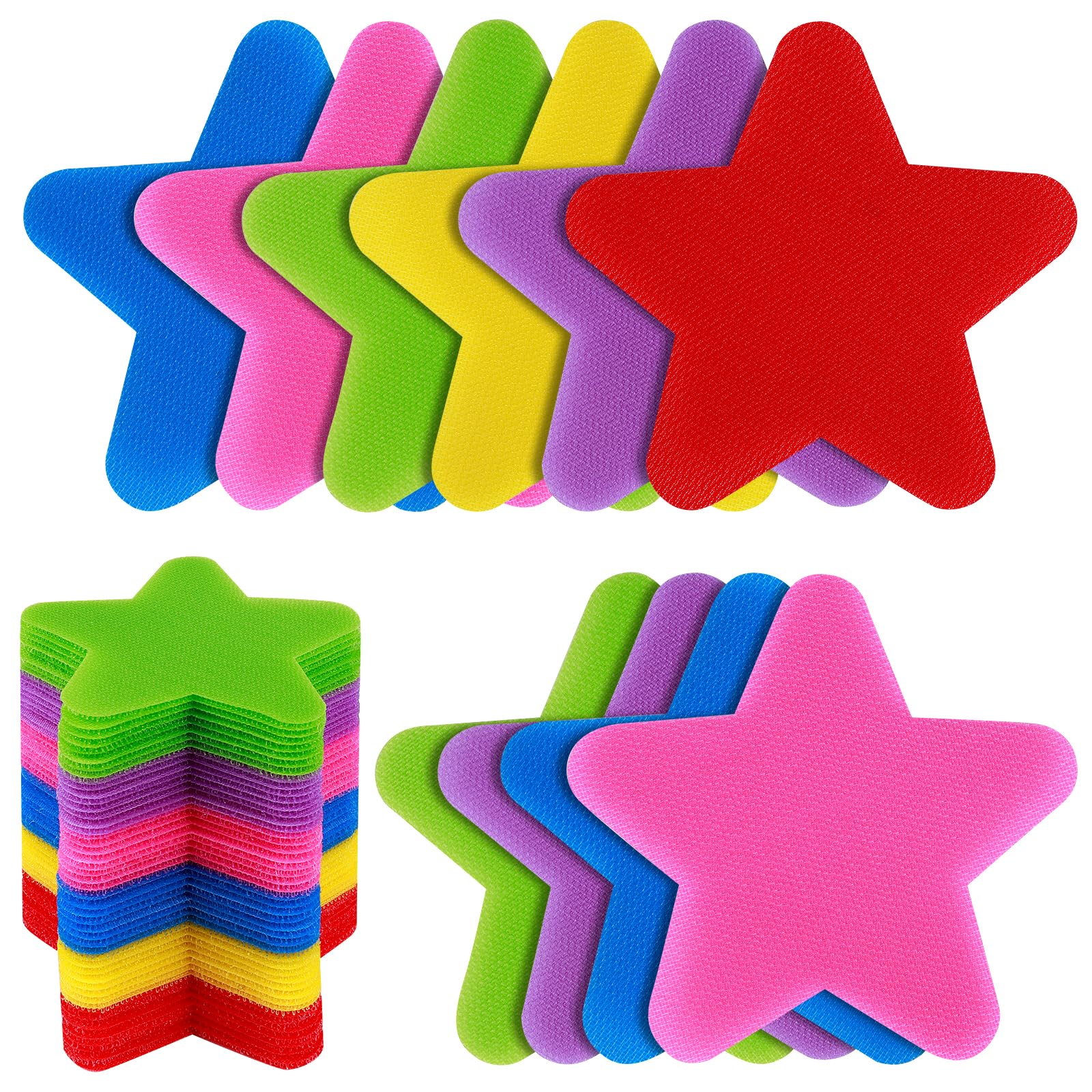 IKAYAS 48 Pcs Star Carpet Spots Markers Carpet Circles Carpet Markers for Kids Social Distancing, Removable Carpet Dots Floor dots for Classroom, 6