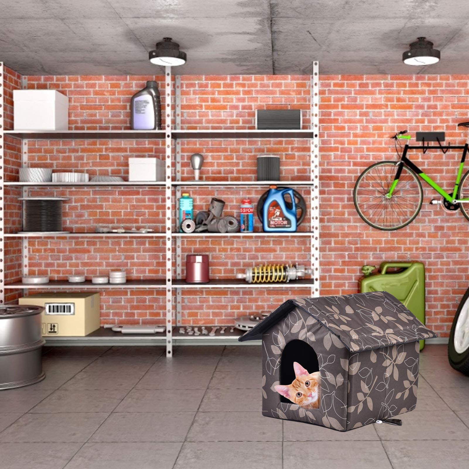 Katzenhaus Für Draußen Winterfest, Faltbare Wasserdicht Wetterfester Katzenhöhle Haustierhaus, Weich Warm Haustierhaus Outdoor Hundehöhle Mit Abnehmbarem Kissen Für Kleine Hund Katze (L)
