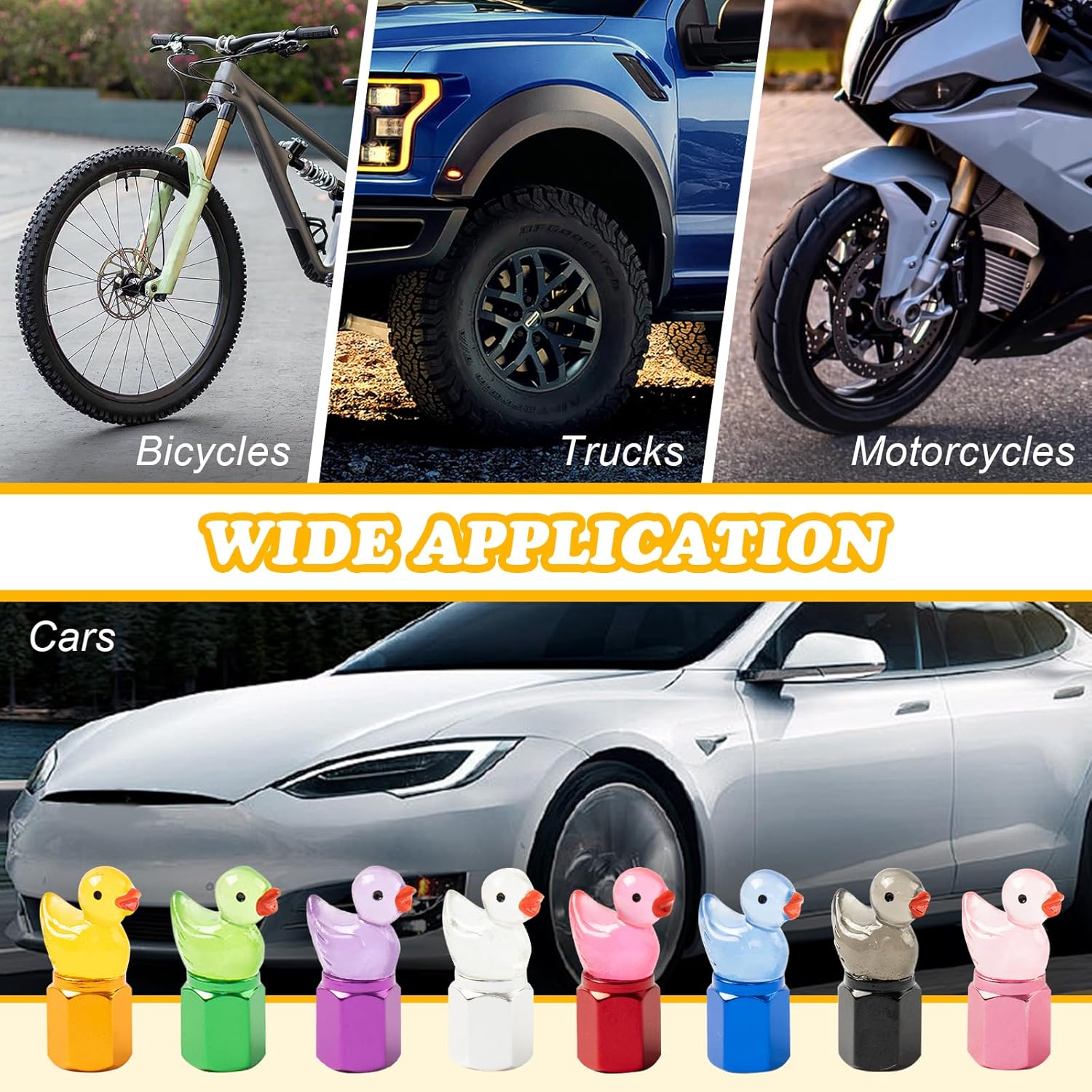 4 Pack Duck Tire Stem Caps, Glow in The Dark Tire Valve Caps, Cool Funny Tire Air Valve Cap, Universal Replacement Tire Cap Covers for Cars Bikes Motorcycles Trucks (Pink) - Image 6